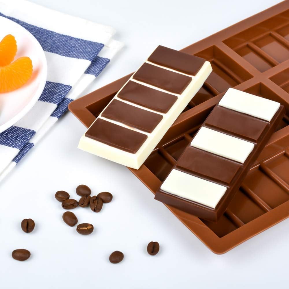 Chocolate Bar Mold, Deep Silicone Snap Chocolate Bar Molds For Stuffed Chocolate Bar, Wax Melt, Candy Bar Molds (5 Snap+10 Snap)