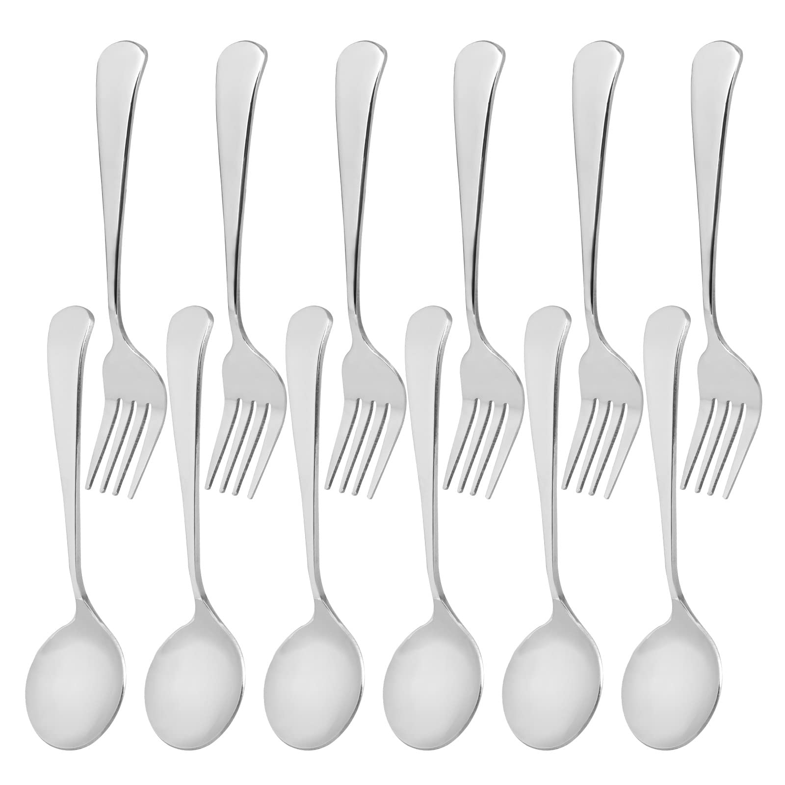 12 Pcs Forks And Spoons Silverware Set,Stainless Steel Fork And Spoon Set Food Grade Flatware Cutlery Set For Home,Kitchen And R