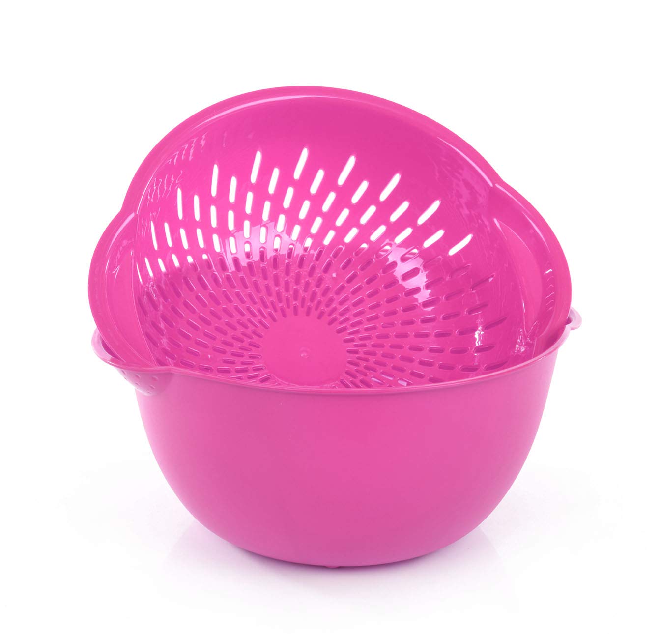 Mintra Home Mixing Bowl W/Colander (Large 4.5L, Purple) - For Washing & Draining Fruits And Vegetables - Heavy Duty Plastic For