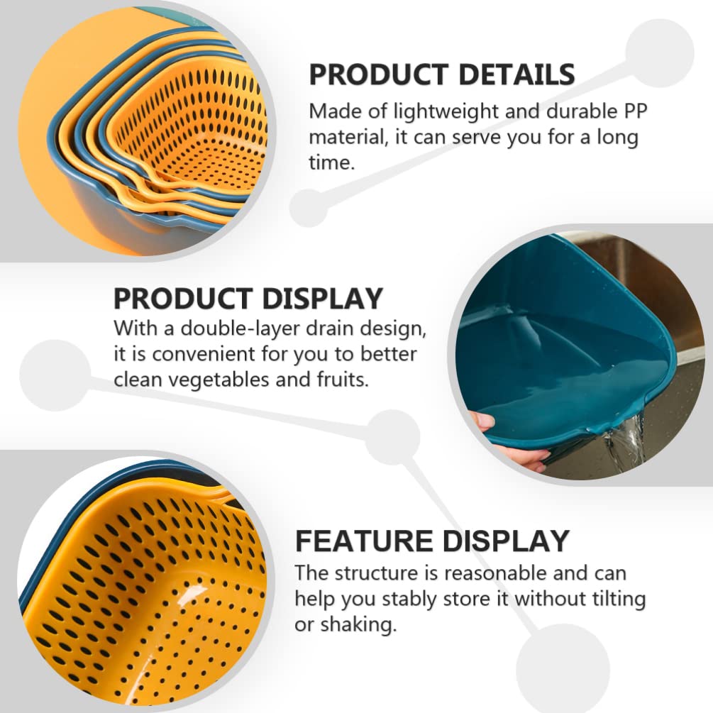 Lifkome 6 Pieces Drain Colander Set Detachable Multi-Layer Plastic Kitchen Food Strainer Fruits Vegetable Washing Baskets Drain