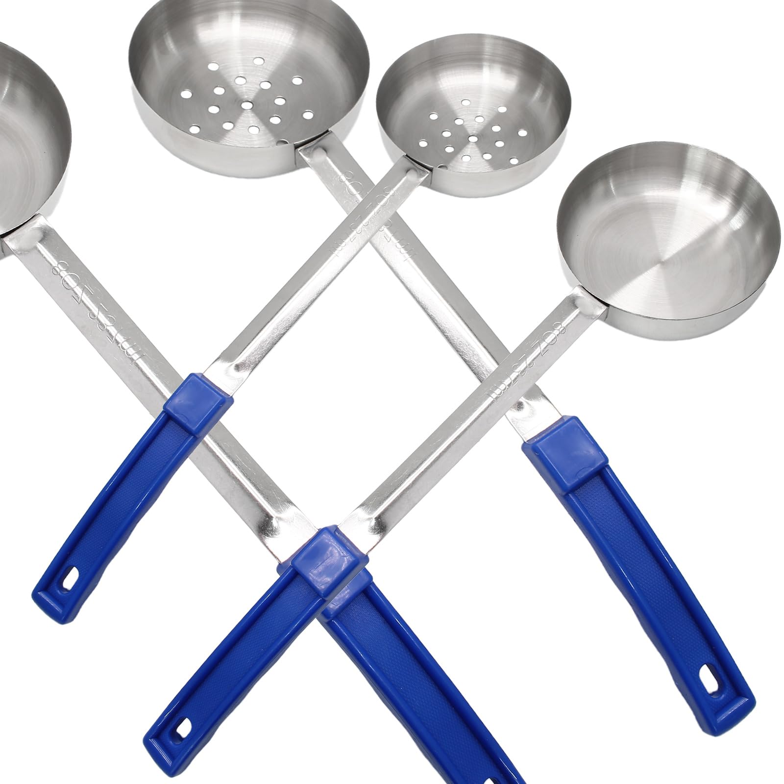 Opfiue 4PCS 8 oz Portion Control Serving Spoons, Blue