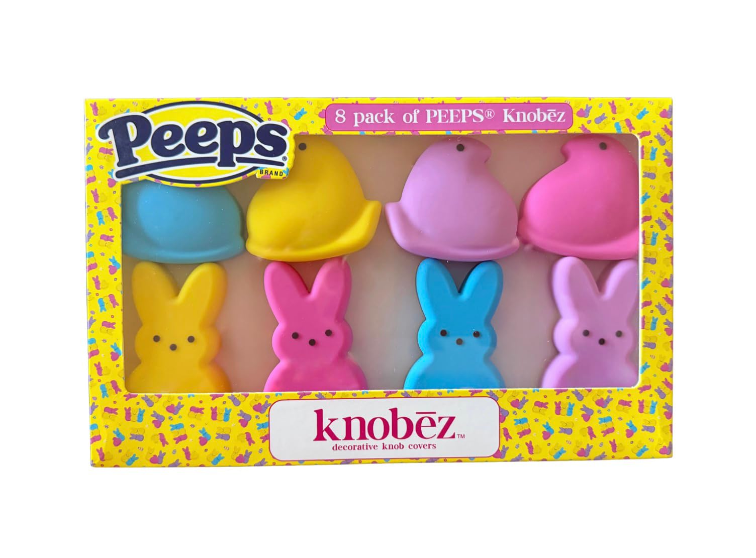 Knobez: Decorative Knob Covers - PEEPS - 8pk - Stretch Over Hardware Decorations, Spring-Easter, Kitchen-Bathroom-Dressers-Home