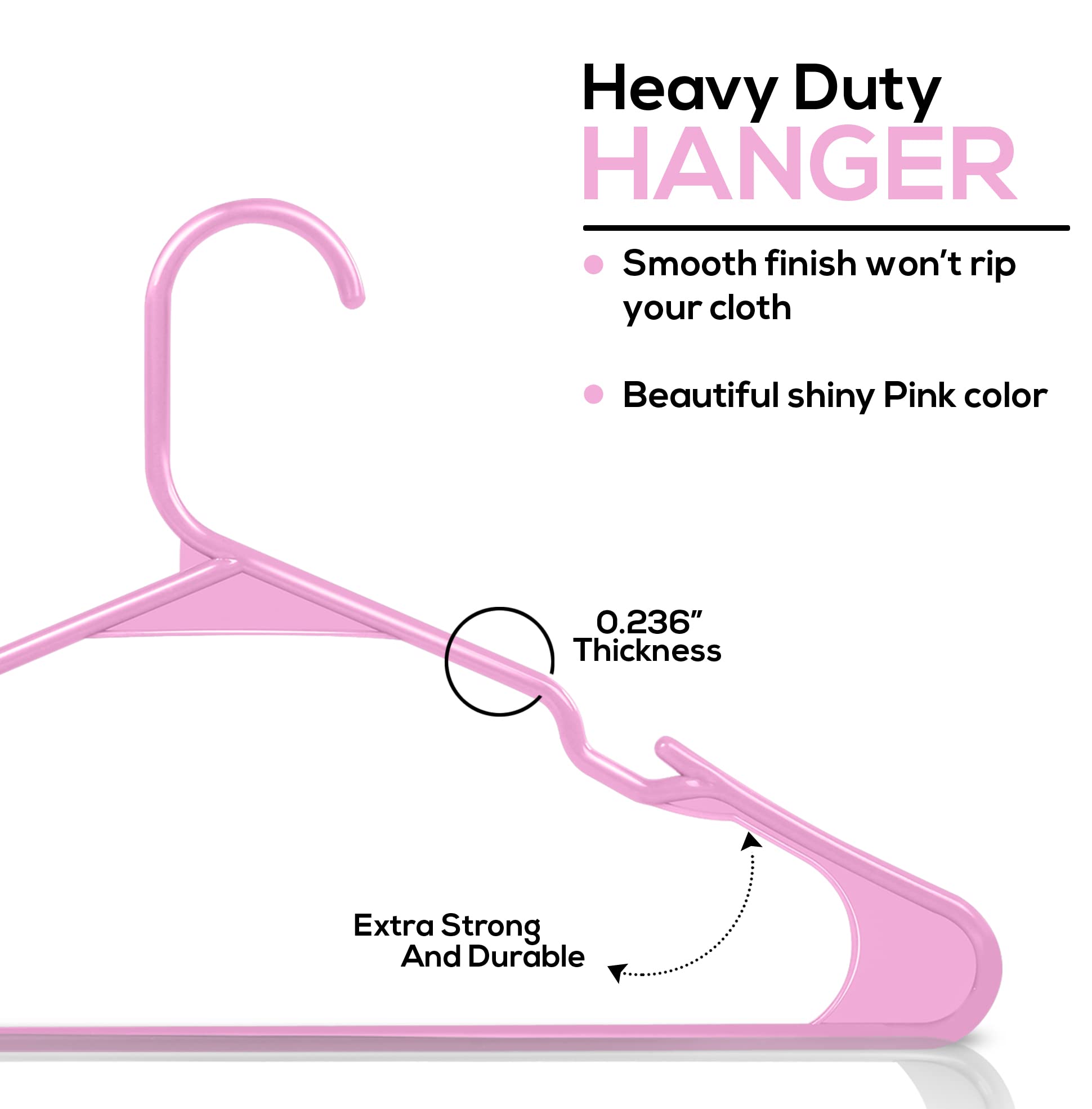 Utopia Home Clothes Hangers 50 Pack - Plastic Hangers Space Saving - Durable Coat Hanger With Shoulder Grooves (Pink)