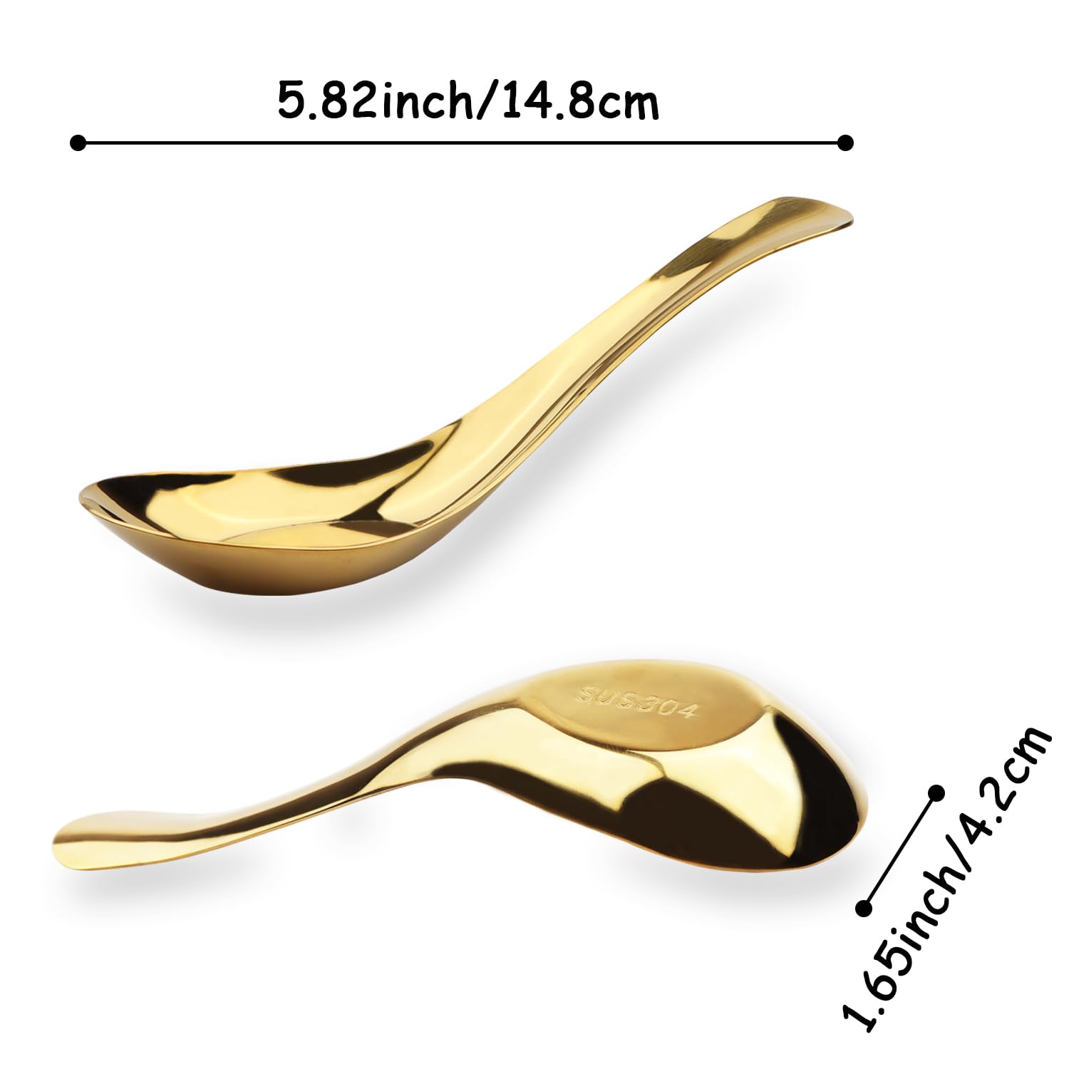 Asian Soup Spoons Stainless Steel Chinese Soup Spoons Set Of 6 Soup Spoons Silverware Cucharas Para Comer For Ramen Pho Wonton D