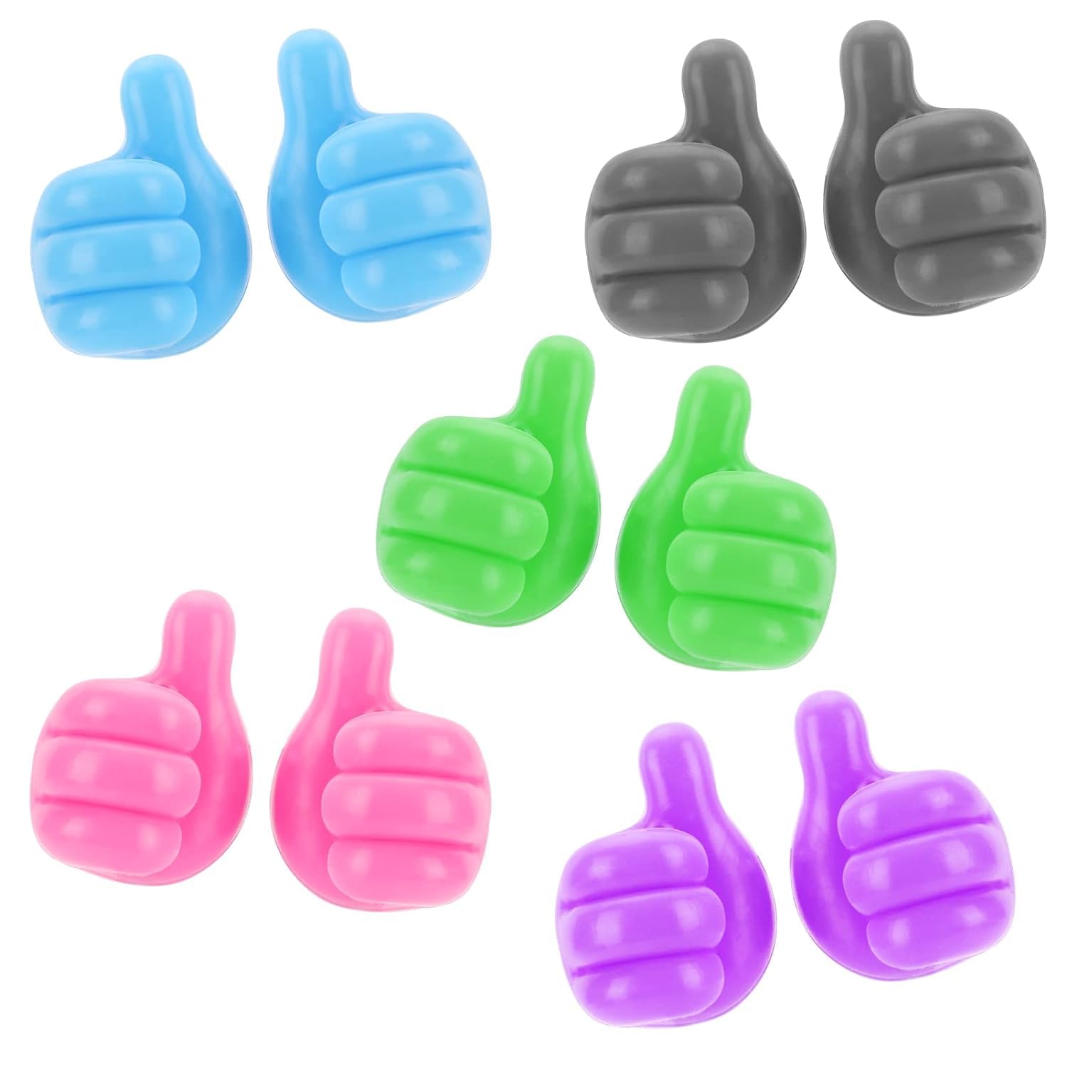 Itusha 10 Pcs Thumb Shape Key Hooks Multifunctional Clip Holder Small Hand Wall Hooks Cute Car Adhesive Hooks Personalized Creat