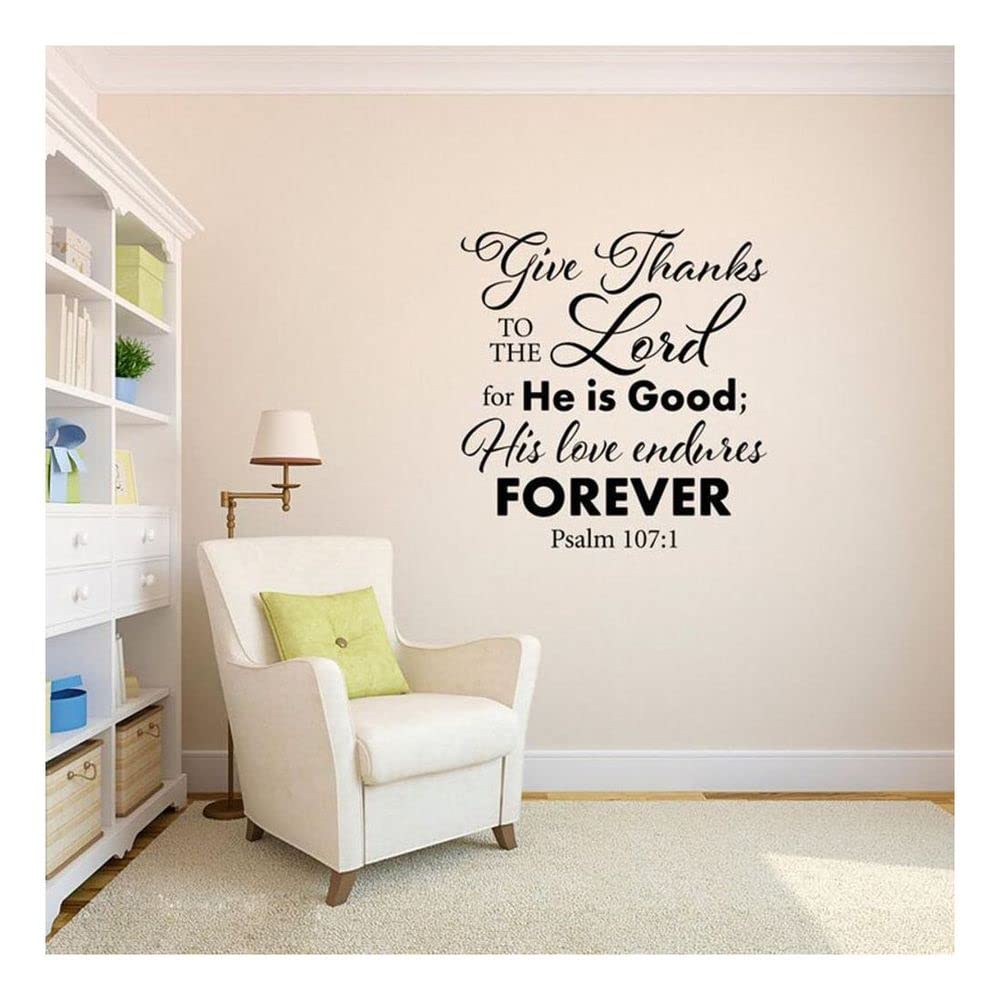 Gadgets Wrap Bible Verse Quote Wall Decal Psalm 107:1 Sticker Christian Decor Bedroom Living Room Home Decoration Art Murals Wal
