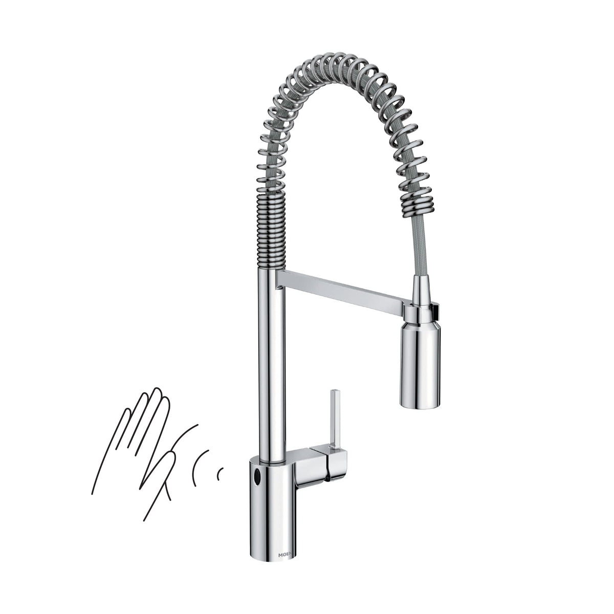 Moen Align Chrome Motionsense Wave Sensor Touchless One-Handle High Arc Spring Pre-Rinse Pulldown Kitchen Faucet With Sprayer He