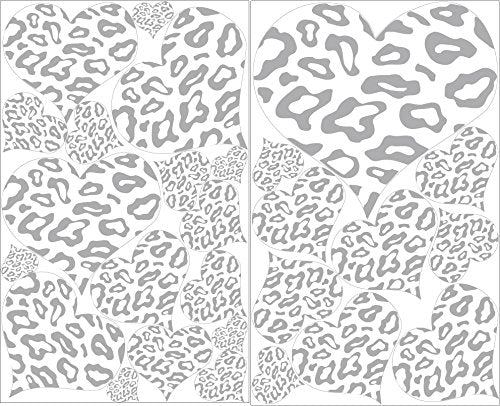 Leopard Print Heart Wall Decals In Gray And White Leopard Hearts