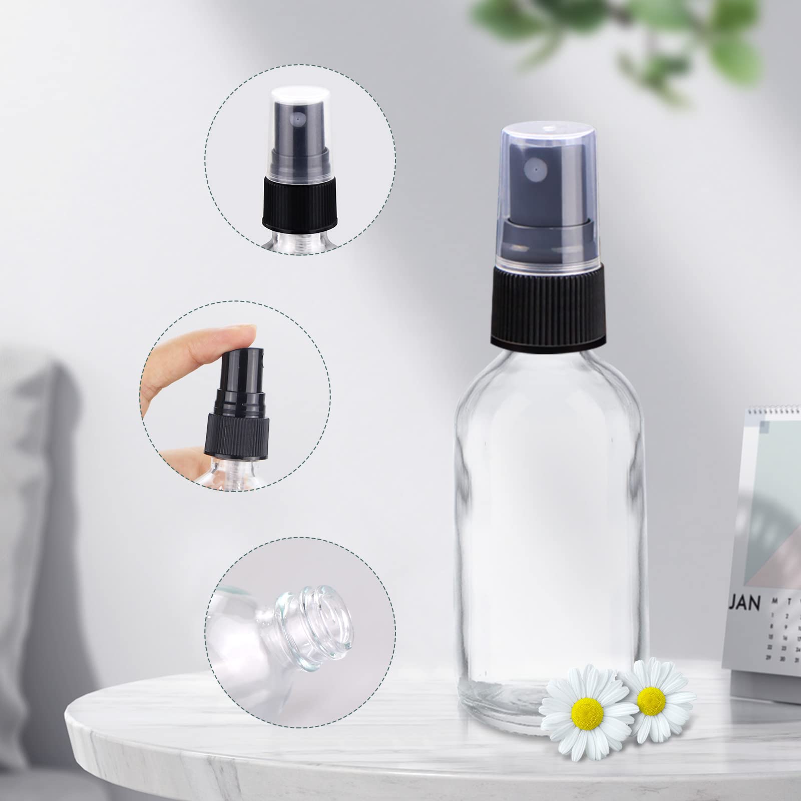 Wedama Mini Spray Bottles 2 Oz, Amber Glass Spray Bottles, Empty Small Spray Bottles With Funnel Dropper, Fine Mist For Hair, Tr