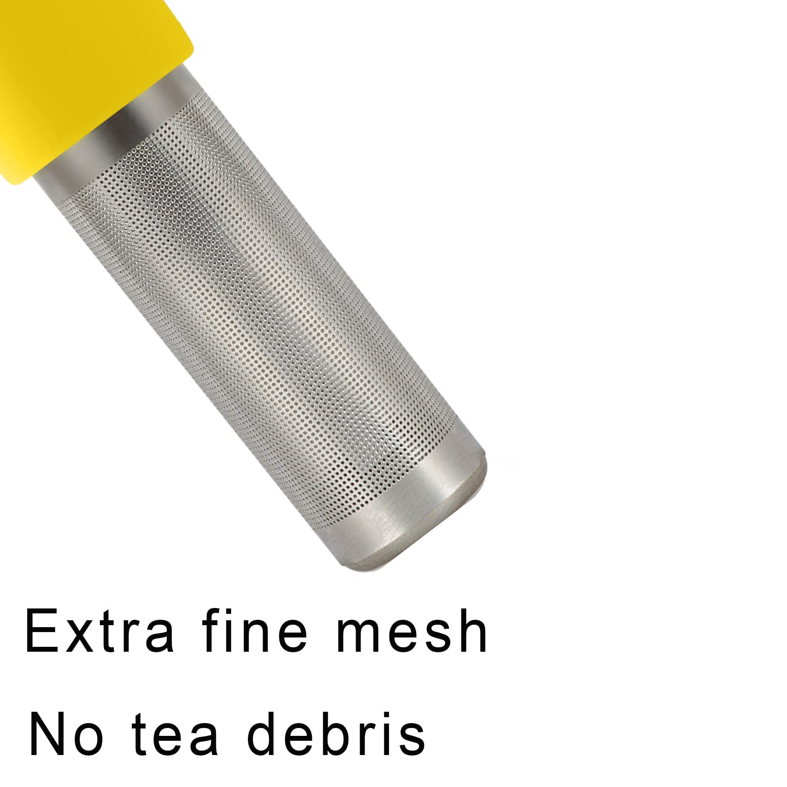 2 Pack Tea Infuser for Loose Tea Extra Fine Mesh Tea Steeper Stainless Steel Tea Strainer with Silicone Handle Cute Tea Ball for Cup Mug  Grey and Yellow