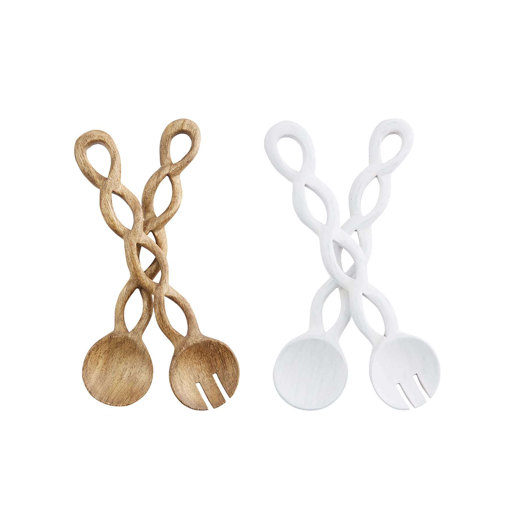Mud Pie, White, 12'' Twisted Wood Server Set