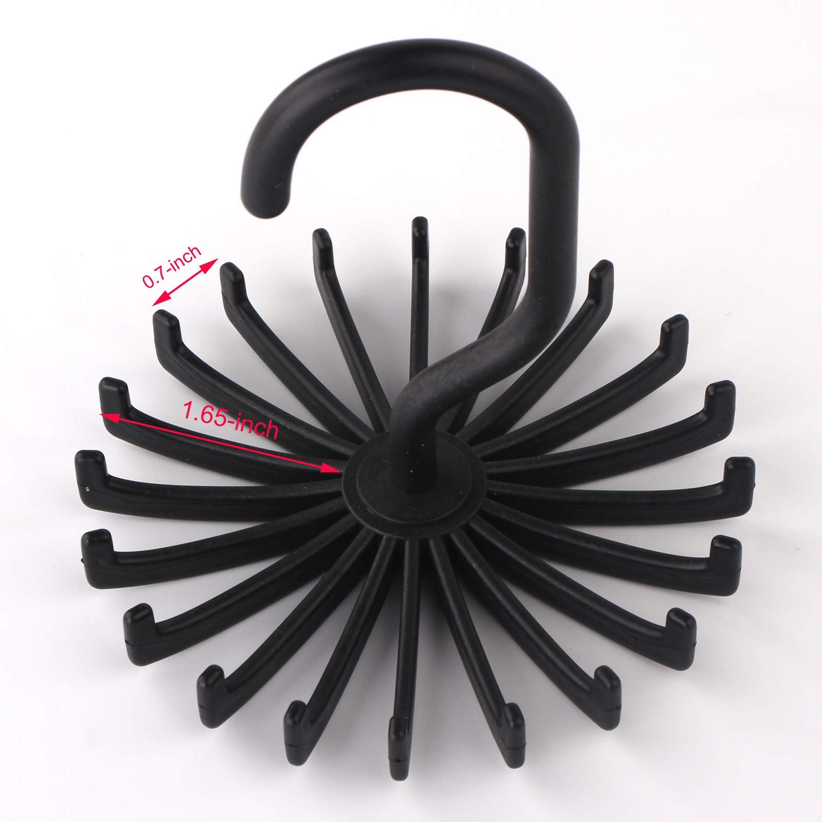Z Zicome 3 Pack Twirl Ties Rack Closet Organizer Tie Hanger Hook Headband Holder (Black)