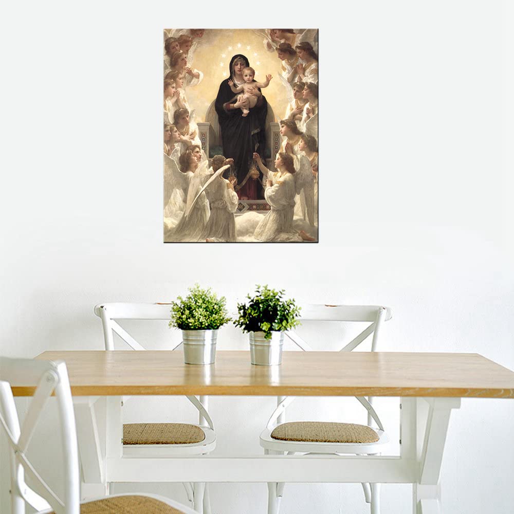 Virgin Mary And Christ Jesus Angel Paradise Lounge Wall Art Poster And Print Artwork For Living Room Wall Decor Wrapped Canvas R