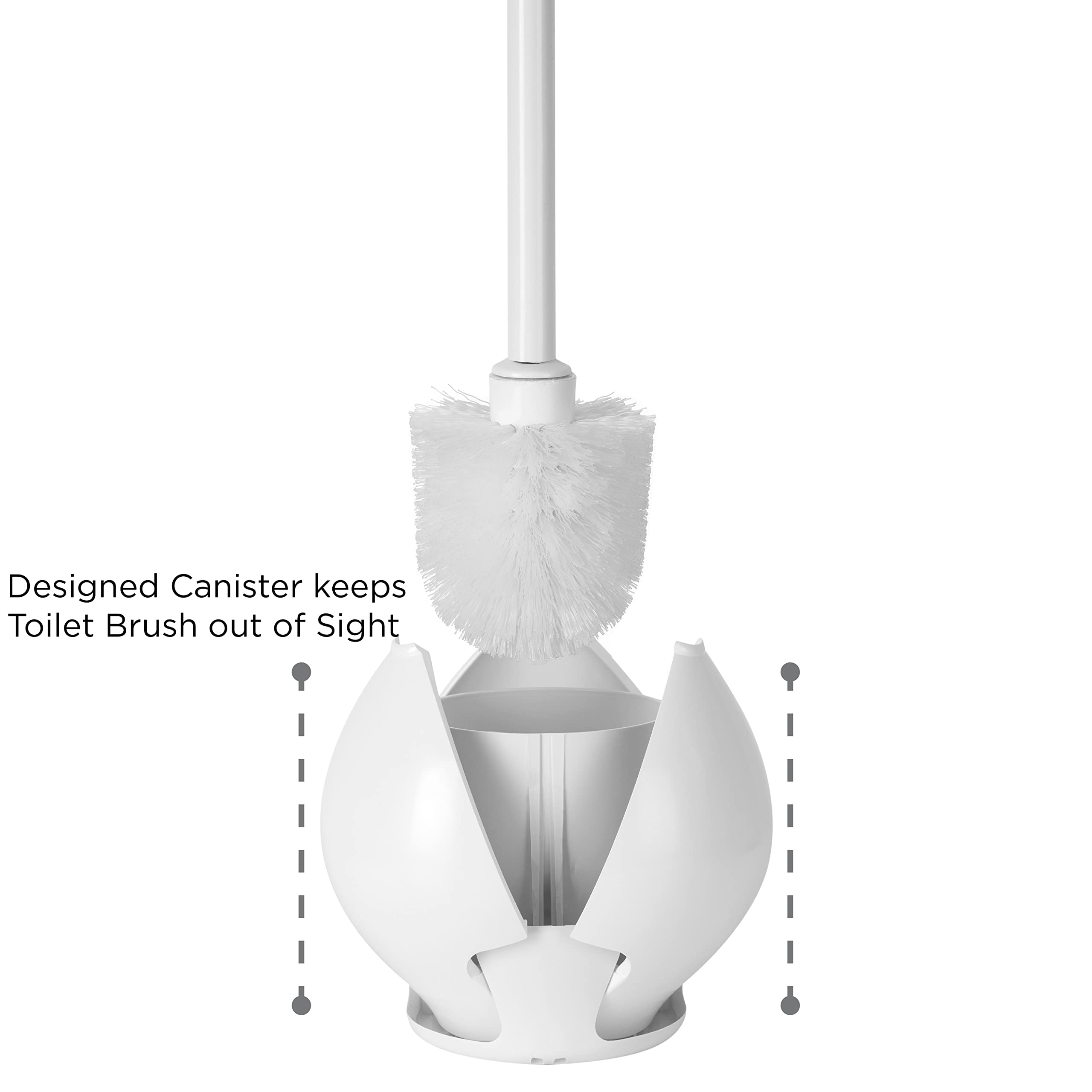Bath Bliss Tulip Toilet Bowl Brush | Self Closing And Opening | Durable 360 Bristle | Bathroom Cleaning | 1 Pack | White