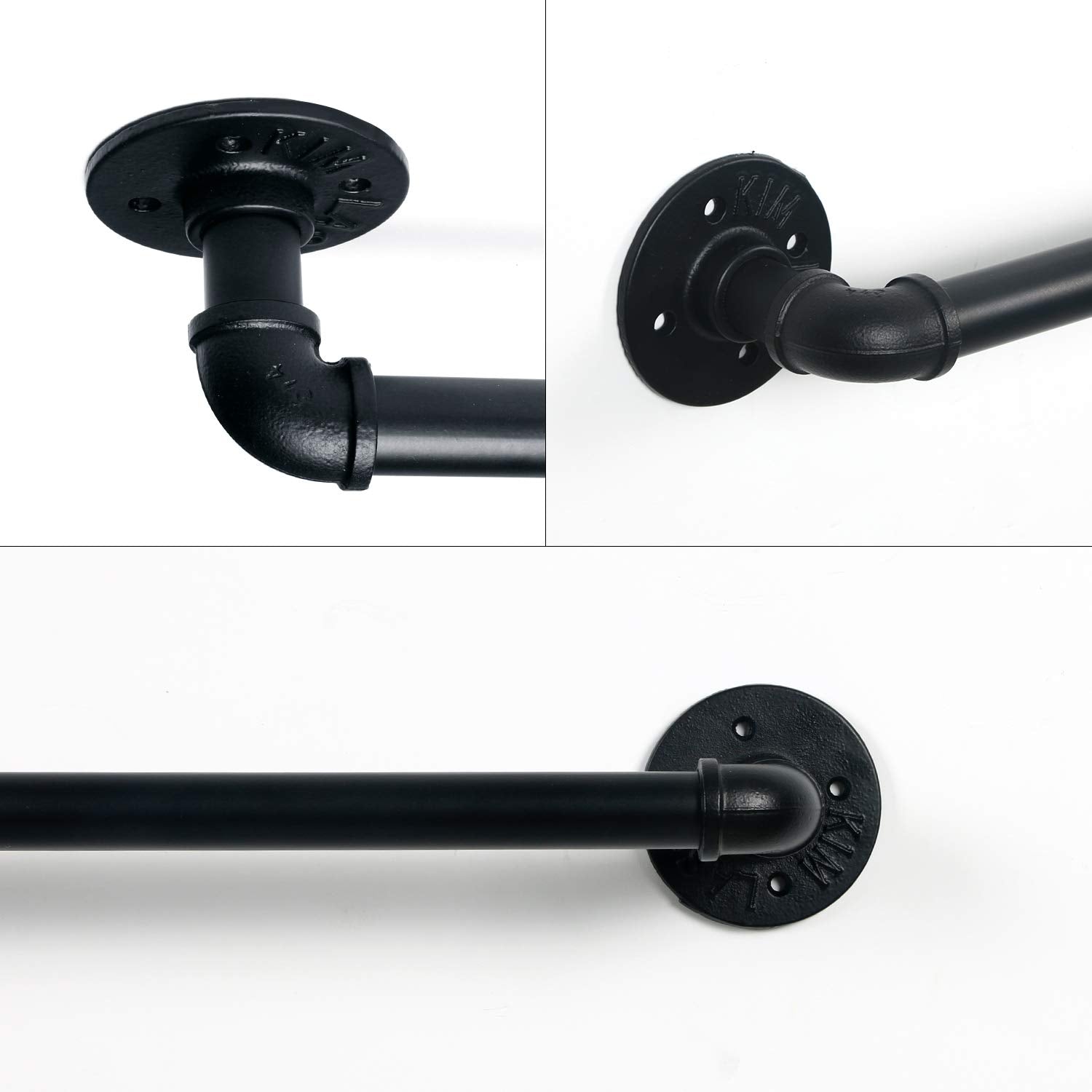HouseAid 30 Inch Industrial Pipe Towel Bar  Farmhouse Rustic Towel Holder  Vintage Style Towel Rod for Bathroom  Wall Mounted  Matte Black