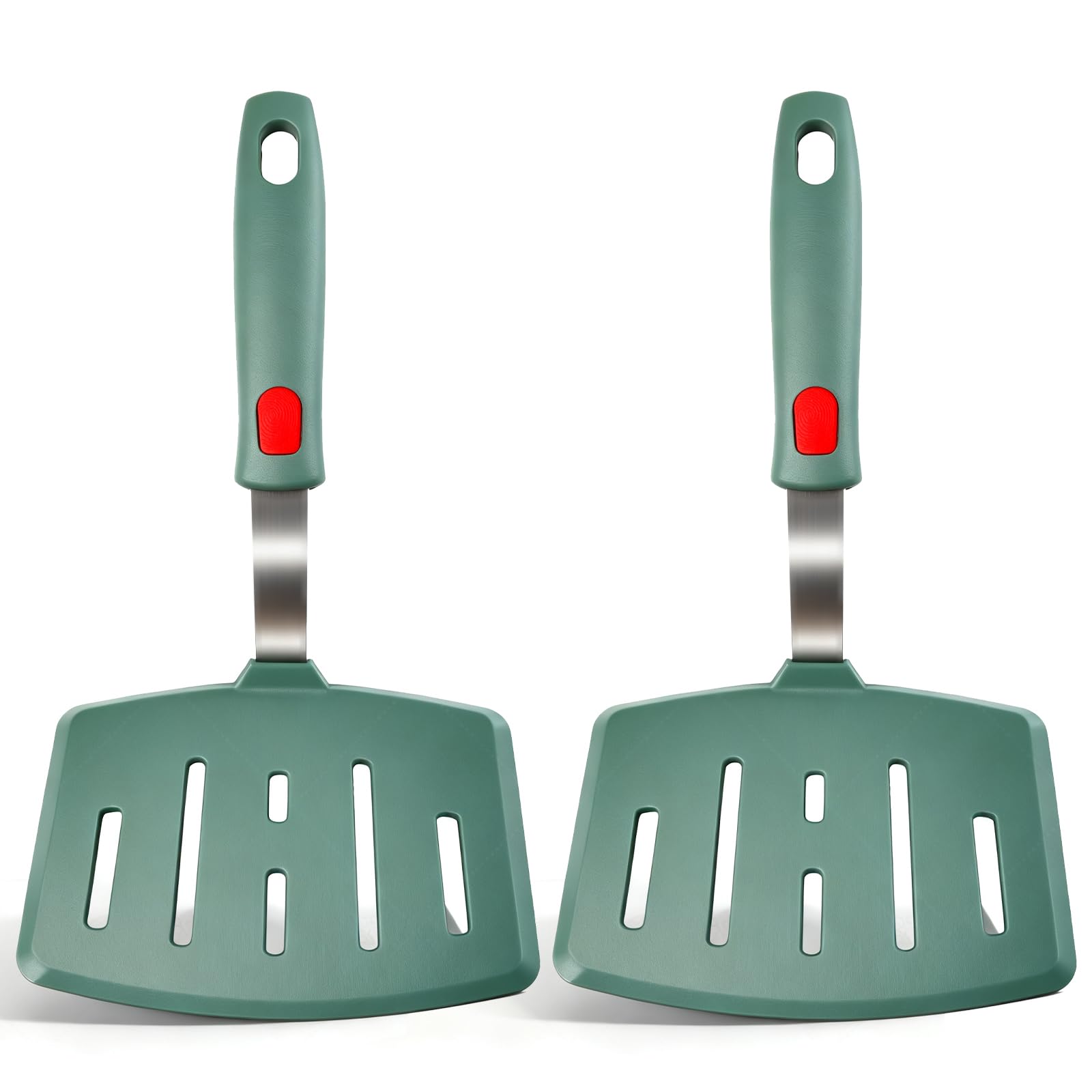 2 Pack Silicone Large Pancake Spatula Turner for Nonstick Cookware, Extra Wide Spatula for Cooking,Flexible Fish Turner, Slotted