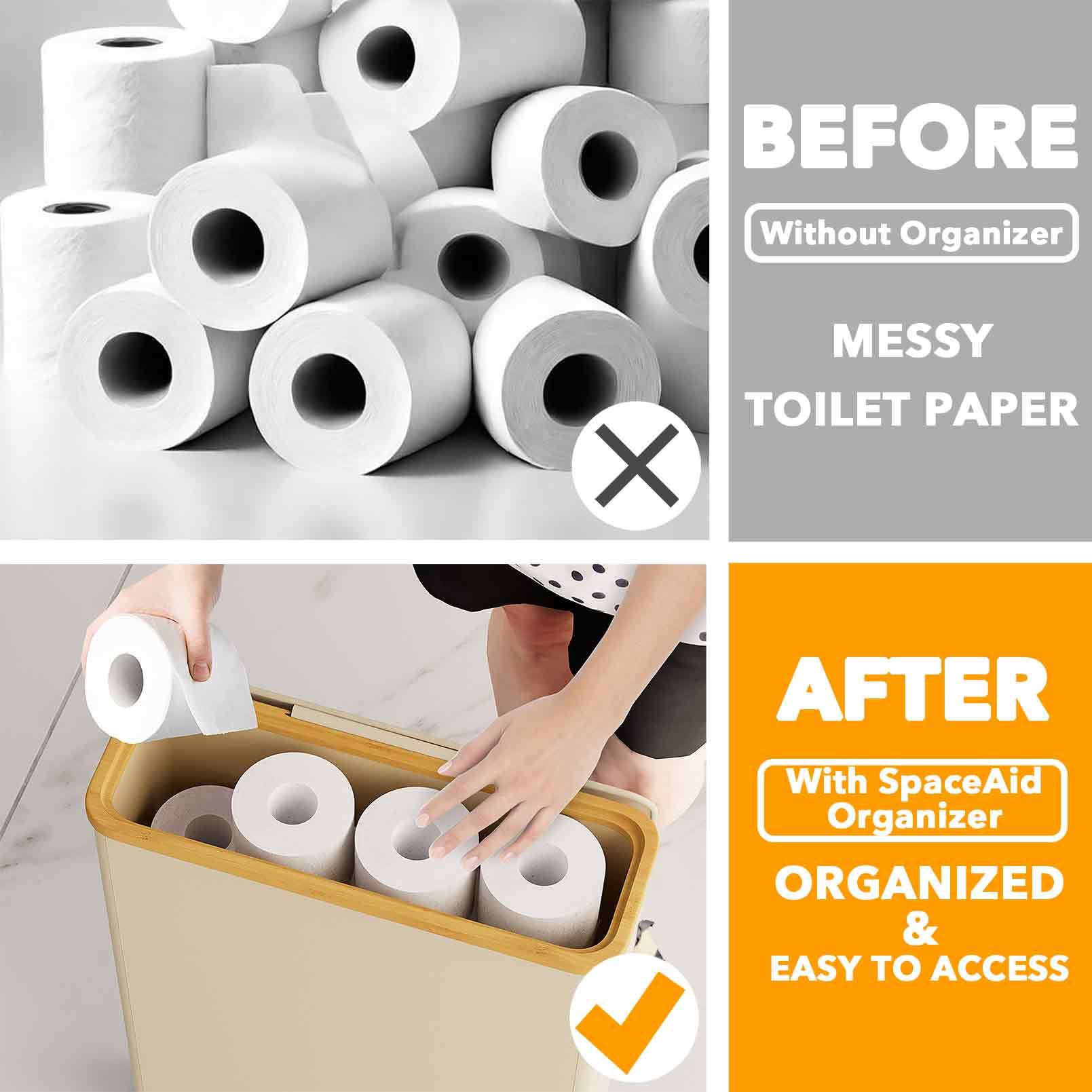 Spaceaid Extra Large Toilet Paper Storage With Lid, Hold Up To 24 Regular Rolls Or 18 Mega Rolls, Slim Toilet Paper Basket Holde