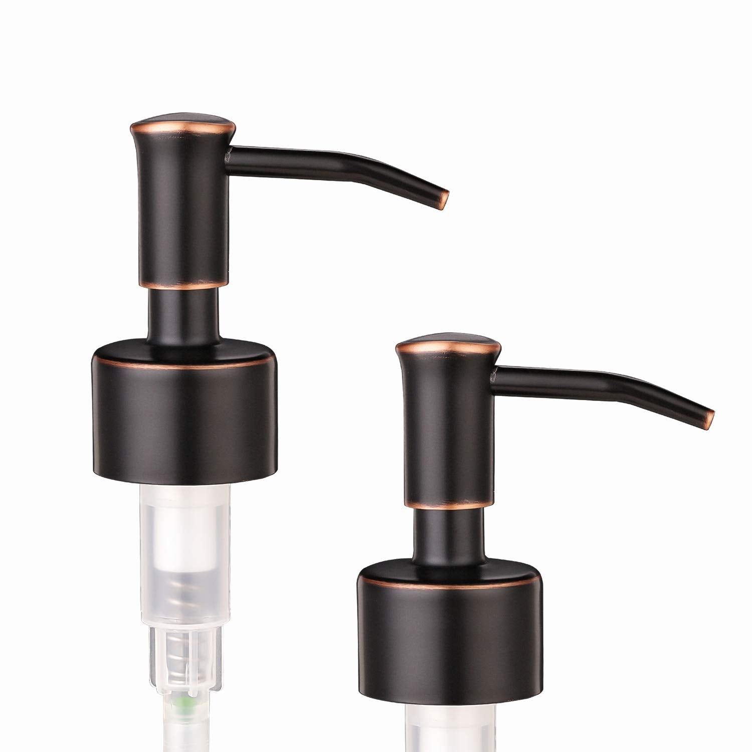 2 Pack Thick Clear Glass Pint Jar Soap Dispenser With Oil Rubbed Bronze Stainless Steel Pump, 16Ounce Clear Boston Round Bottles