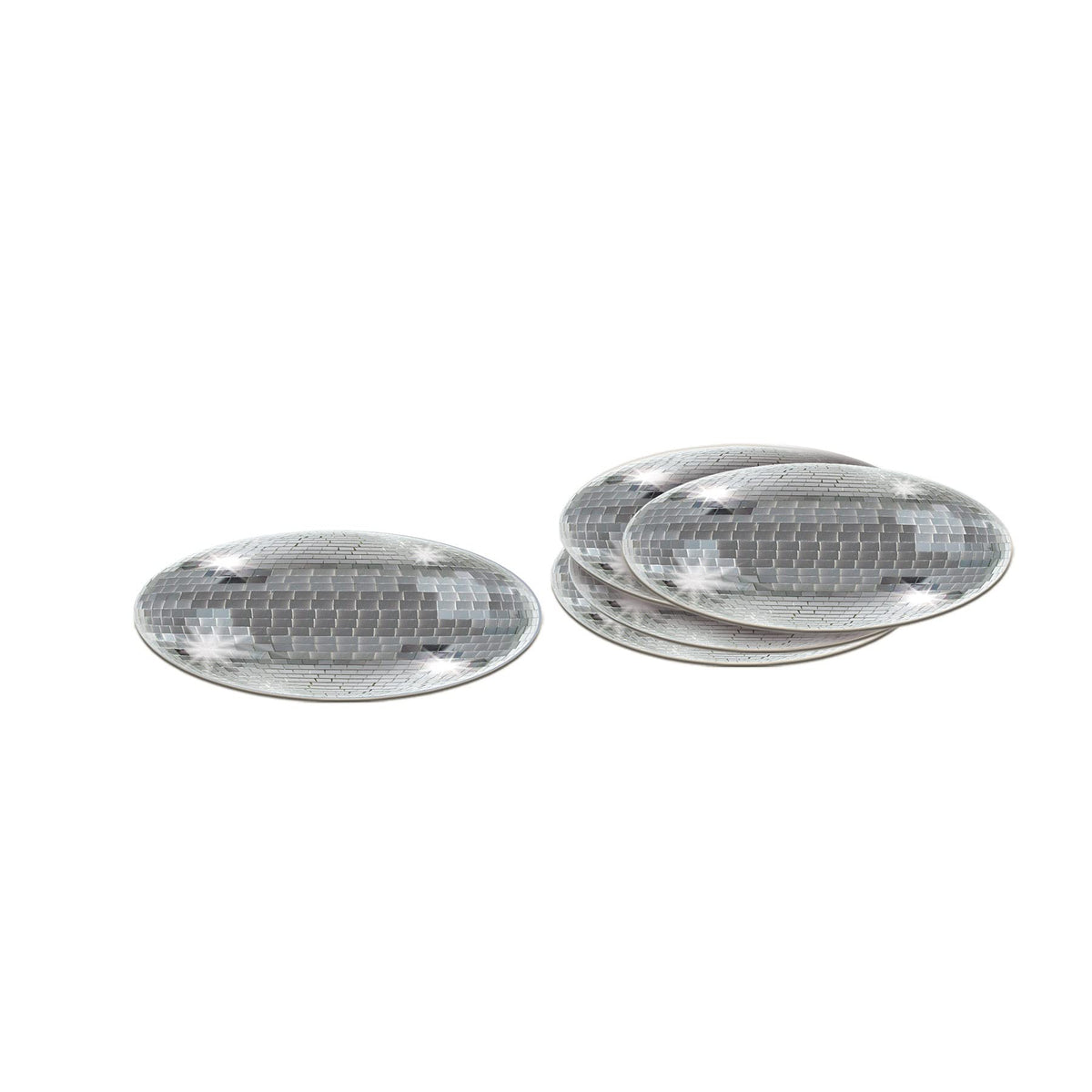 Beistle 24 Piece 70'S Theme Party Decorations Disco Ball Drink Coasters Retro Throwback Tableware, 3.25'' X 3.25'', Silver