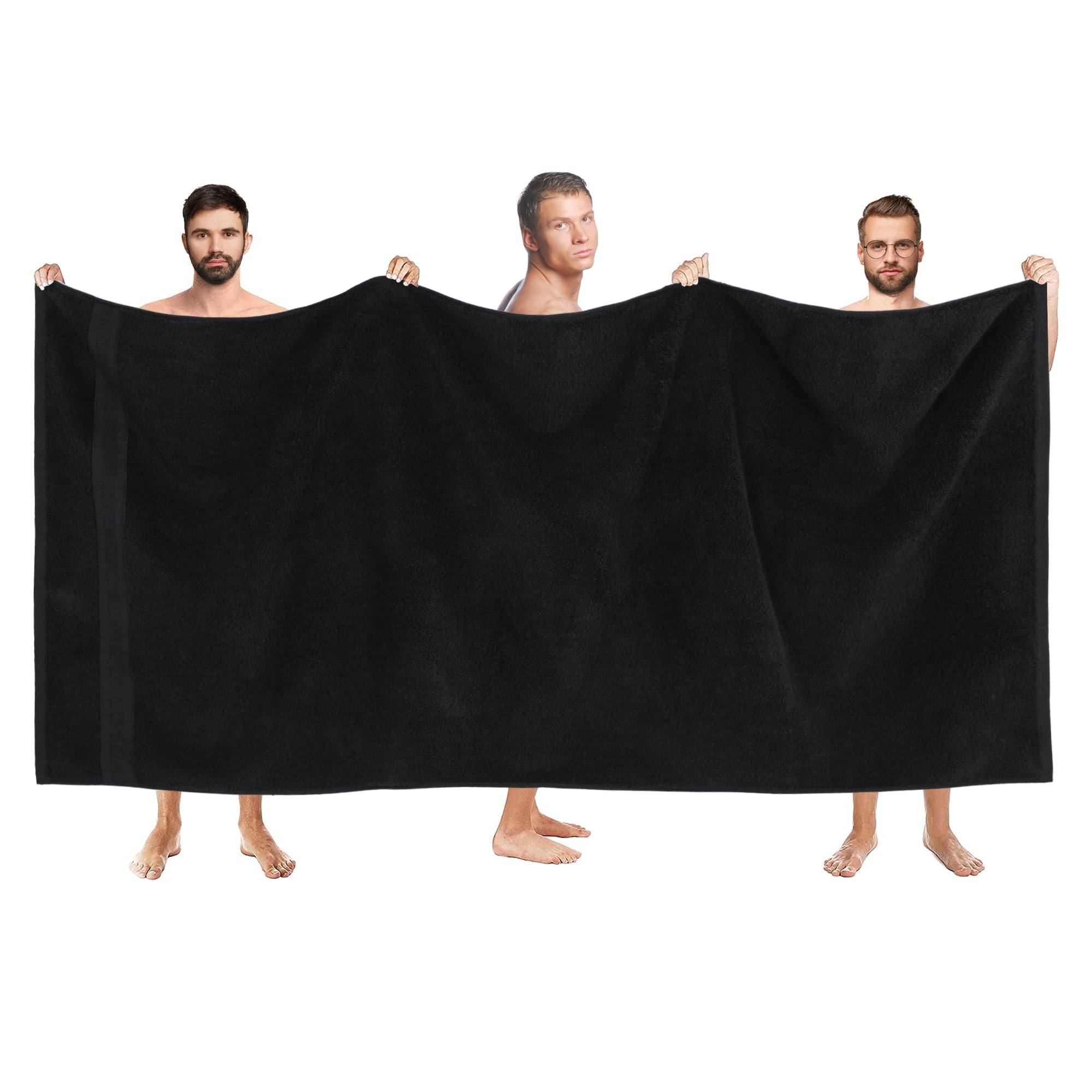 All Design Towels - Jumbo Bath Sheet 2 Piece - 100% Ring Spun Cotton Highly Absorbent and Quick Dry Extra Large Bath Towel - Super Soft Quality Towel (35 x 70 Inches  Black)