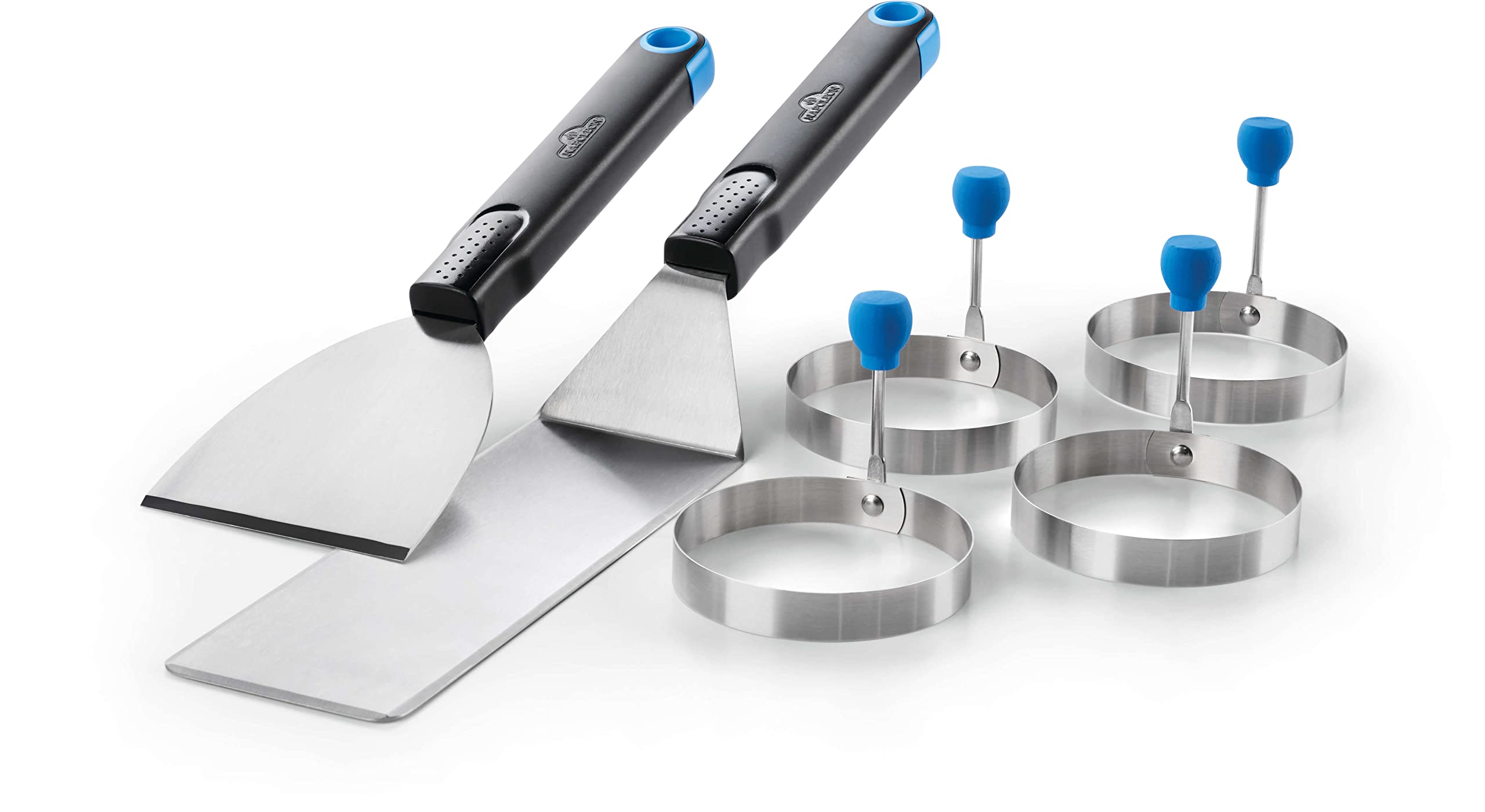 Napoleon Breakfast Toolset  4 Egg Rings, Spatula, Chopper/Scraper, Heat Resistant Handles