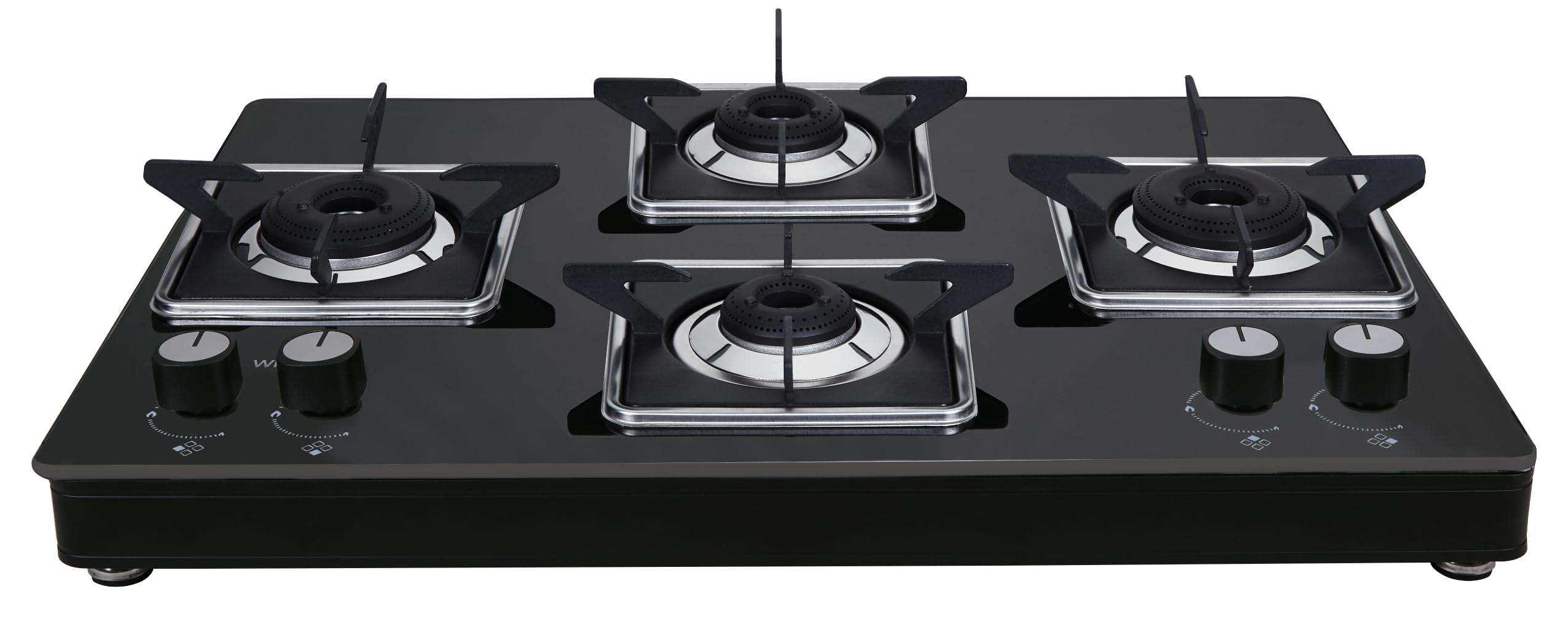 Whirlpool 70Cm 4 Burner Gas Stove | Grandiosa Ultra 704 Ct | Heavy Duty Forged Brass Burners | 8Mm Toughened Black Glass | 5Yea