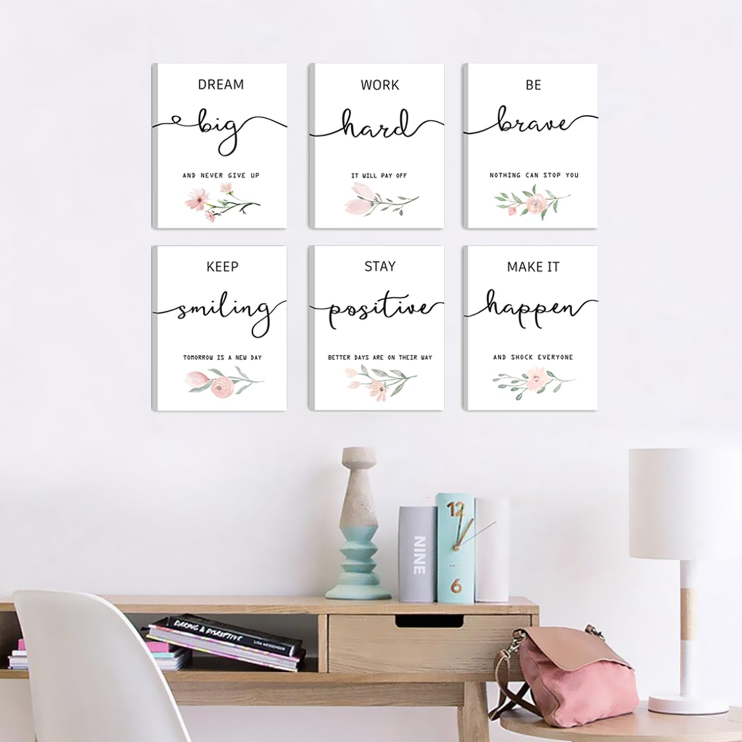 Inspirational Wall Art For Bedroom, Motivational Office Wall Art Decor, Framed Canvas Wall Art For Women, Girls, Positive Affirm