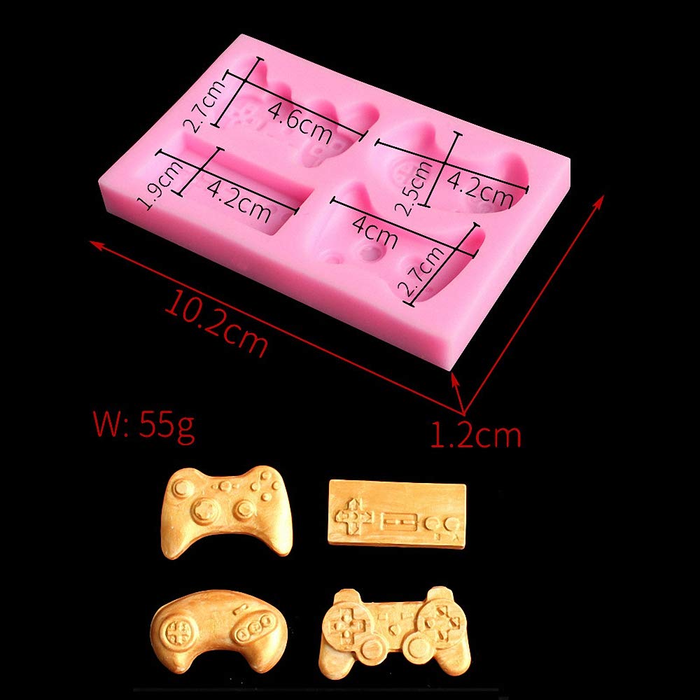 Hiparty 2Pcs Game Controller Cake Fondant Mold - Video Game Gamepad Silicone Chocolate Candy Mold For Cupcake Topper Decoration