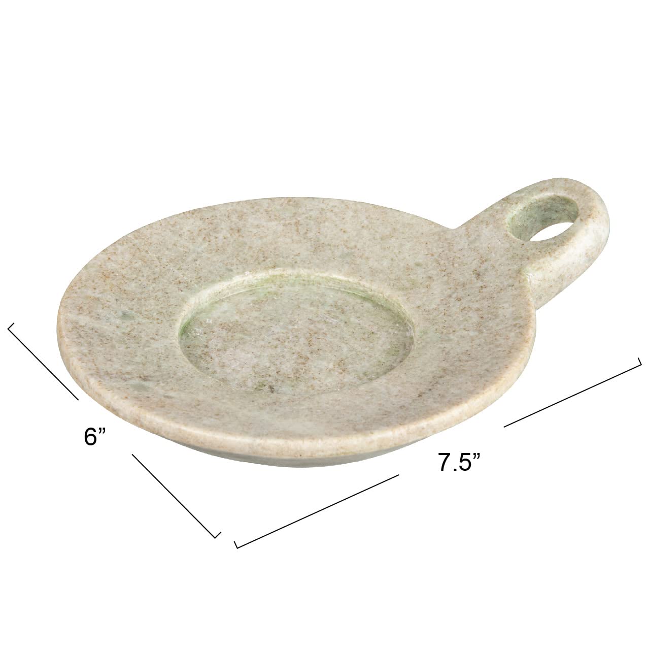 Creative Co-Op Hand-Carved Marble Handle, Beige Dish, 6''