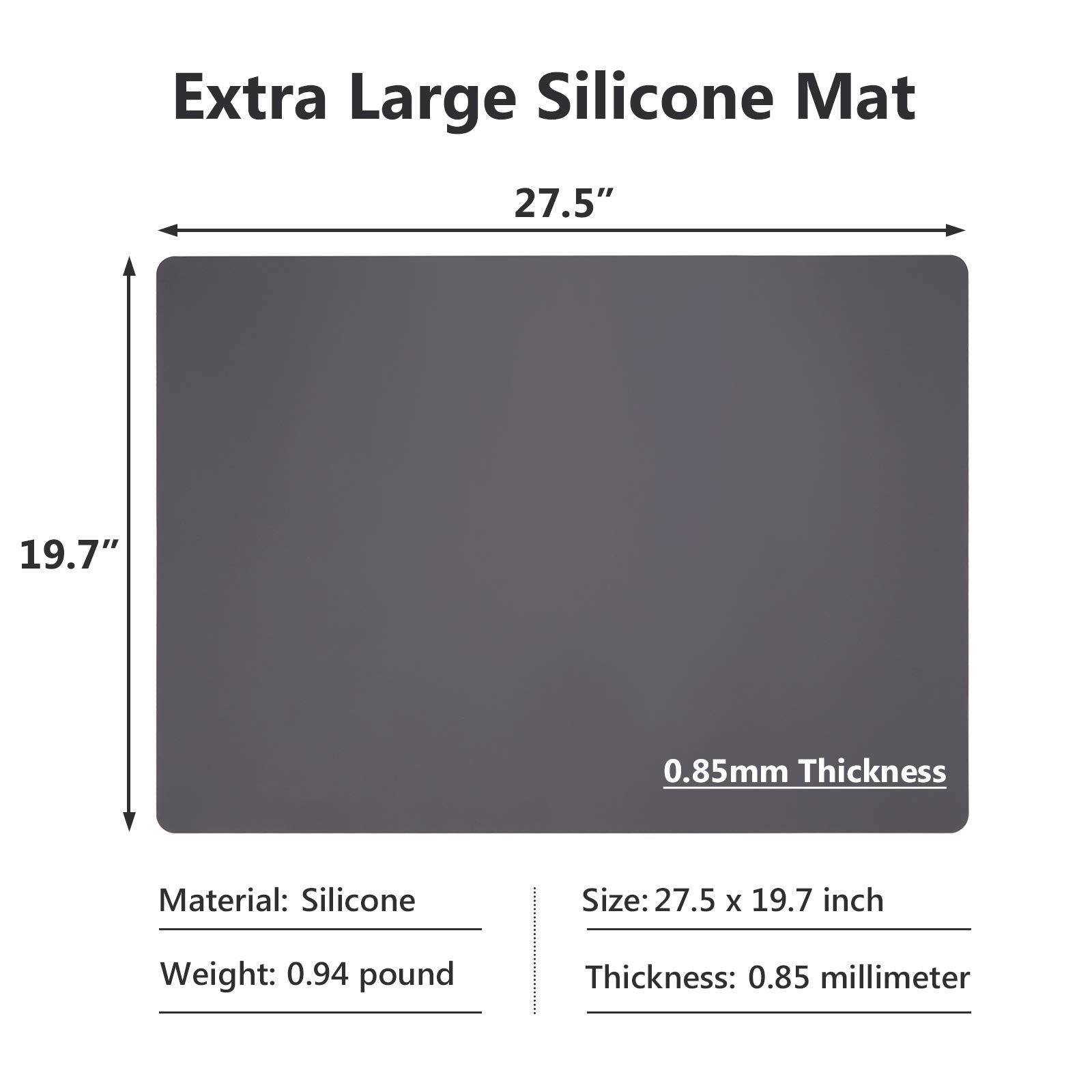 Extra Large Silicone Mats for Countertop  28'' by 20'' Multipurpose Mat  Counter Table Protector  Desk Saver Pad  Placemat Nonstick Nonskid Heat-Resistant Pad  Dark Gray  2PCS