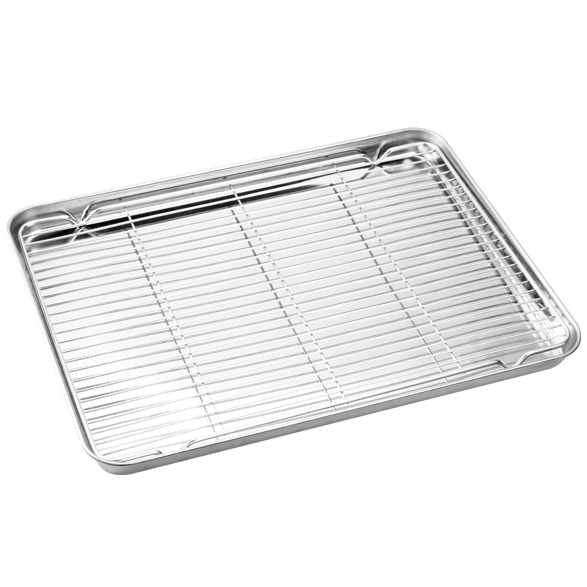 Wildone Baking Sheet & Rack Set [2 Sheets + 2 Racks], Stainless Steel Cookie Pan With Cooling Rack, Size 17.3 X 12.2 X 1 Inch, N