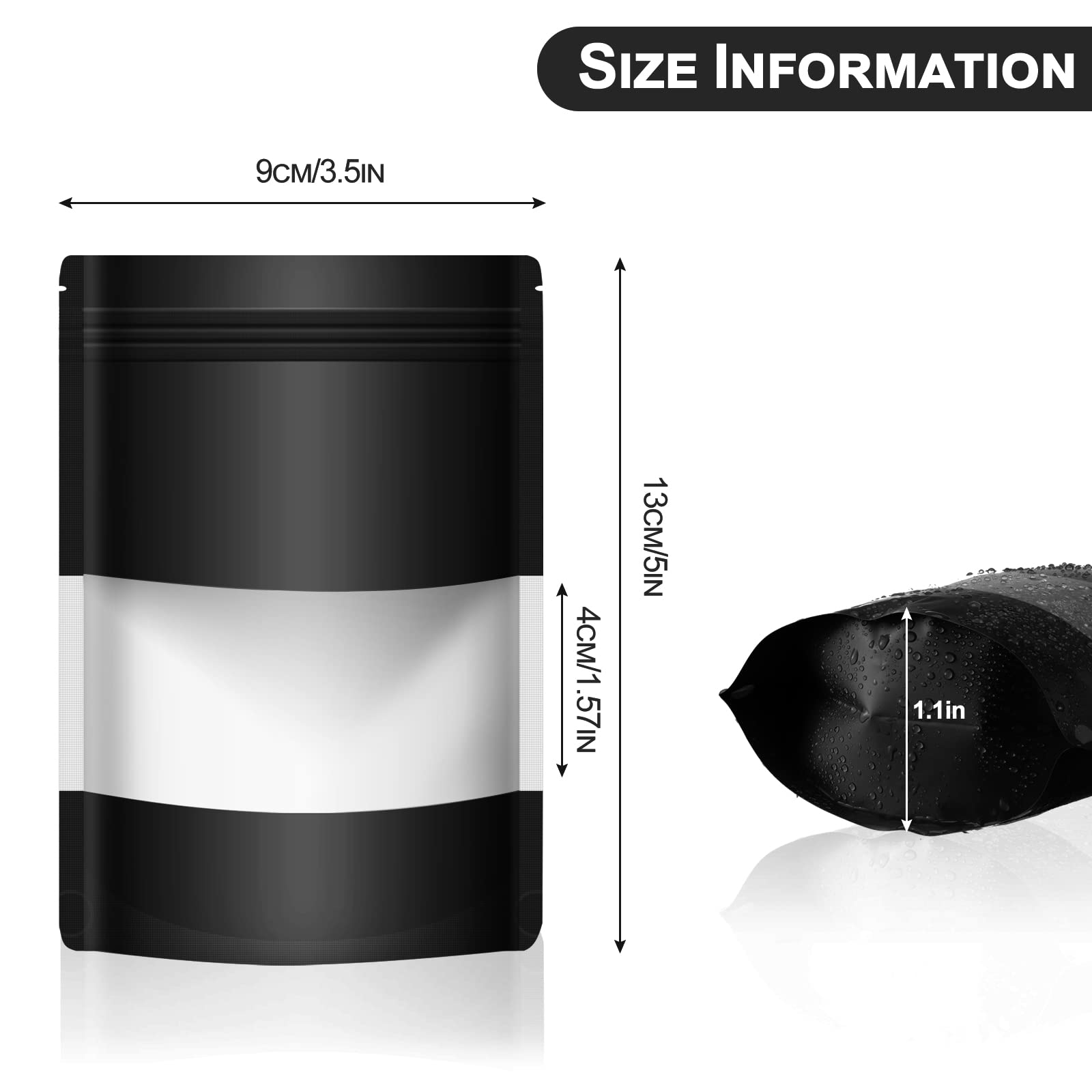 Sujude Stand-Up Smell-Proof Bags For Small Business Packaging - Candy Food Storage Bag Edible Pouch Bags With Clear Window 100 P