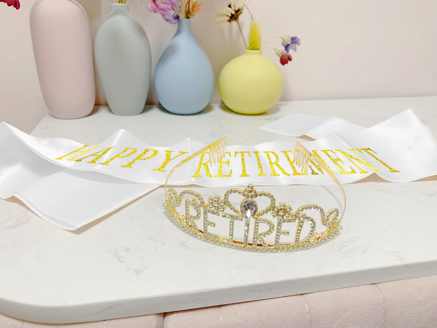 Jetkong Retirement Party Decorations Retired Tiara/Crown, Retired Sash For Women Retirement Gifts, Retirement Party Supplies, Gi