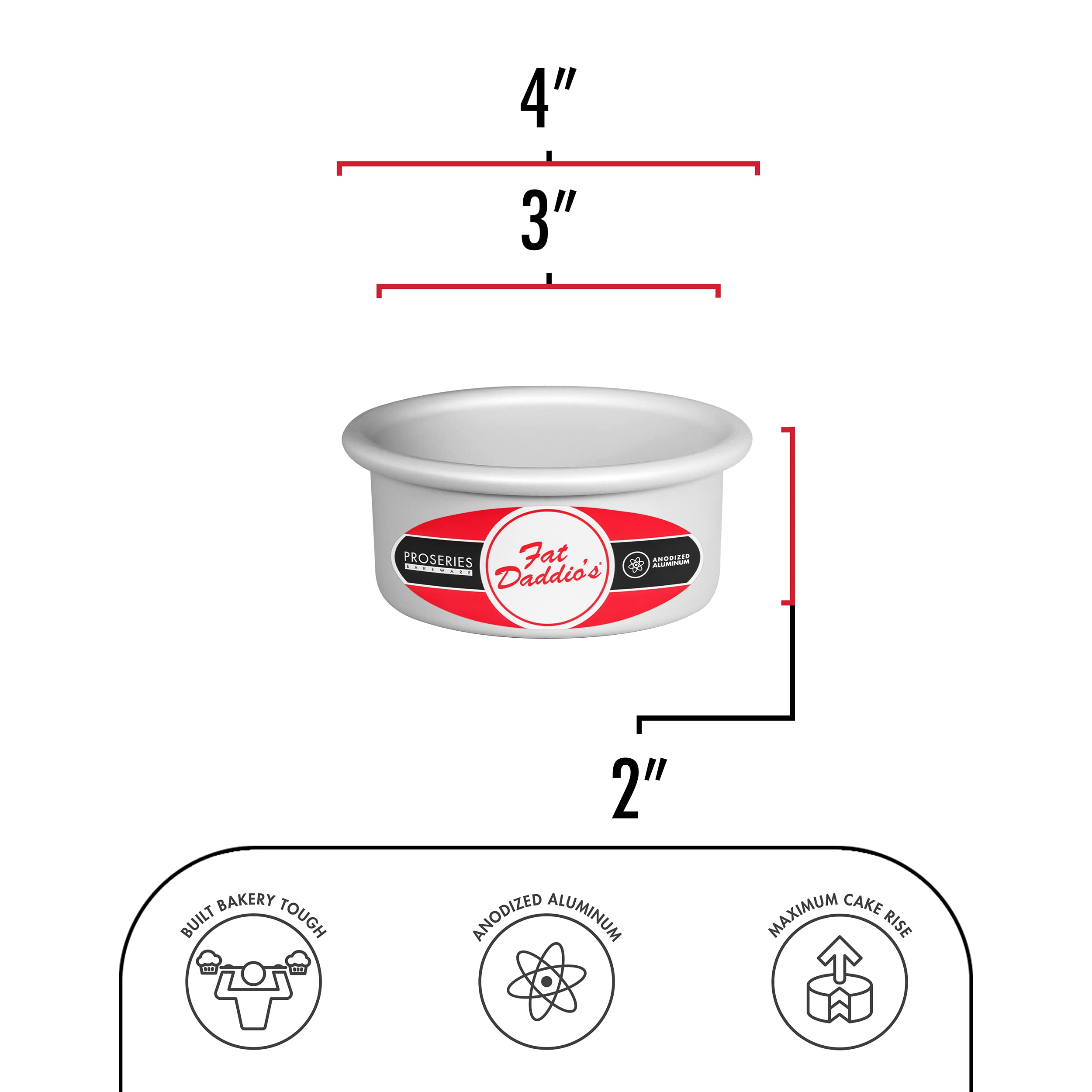 Fat Daddio'S Pcc-32Set Anodized Aluminum Round Cheesecake Pan With Removable Bottom, 3 X 2 Inch, Set Of 2