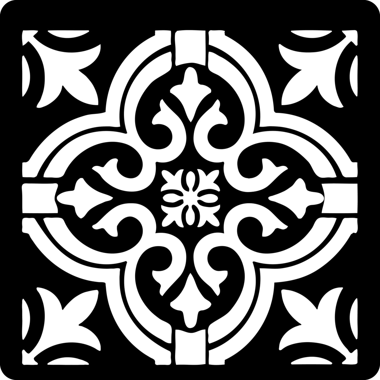 Kachi Pencil Floral Pattern Art Stencils For Art, Craft And Painting Big Size 12X12 Inch Reusable Stencil For Painting, Fabric, 