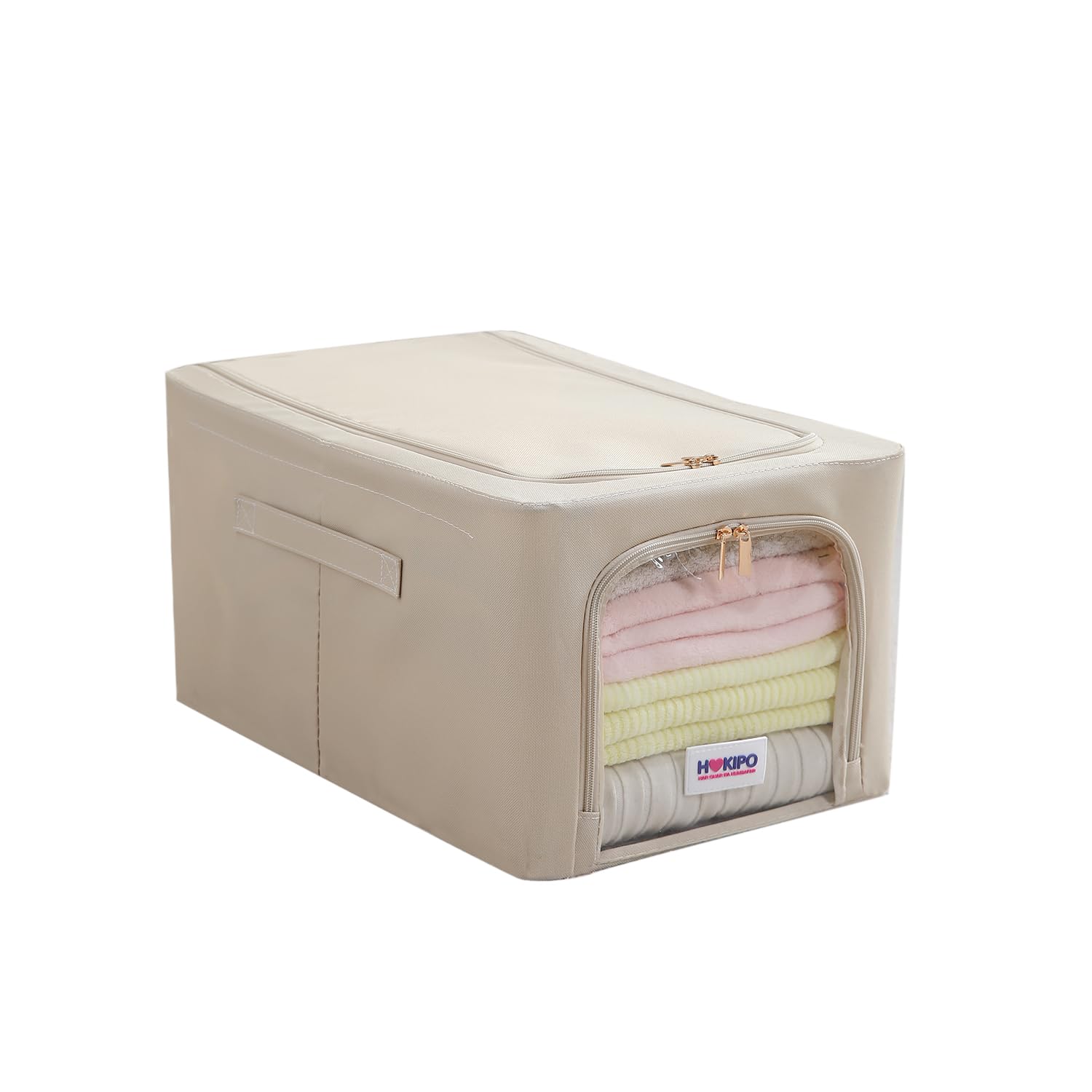 Hokipo 600D Oxford Fabric Storage Box And Organiser For Wardrobe  Beige, Medium Pack Of 1 (Ar5757Bge)