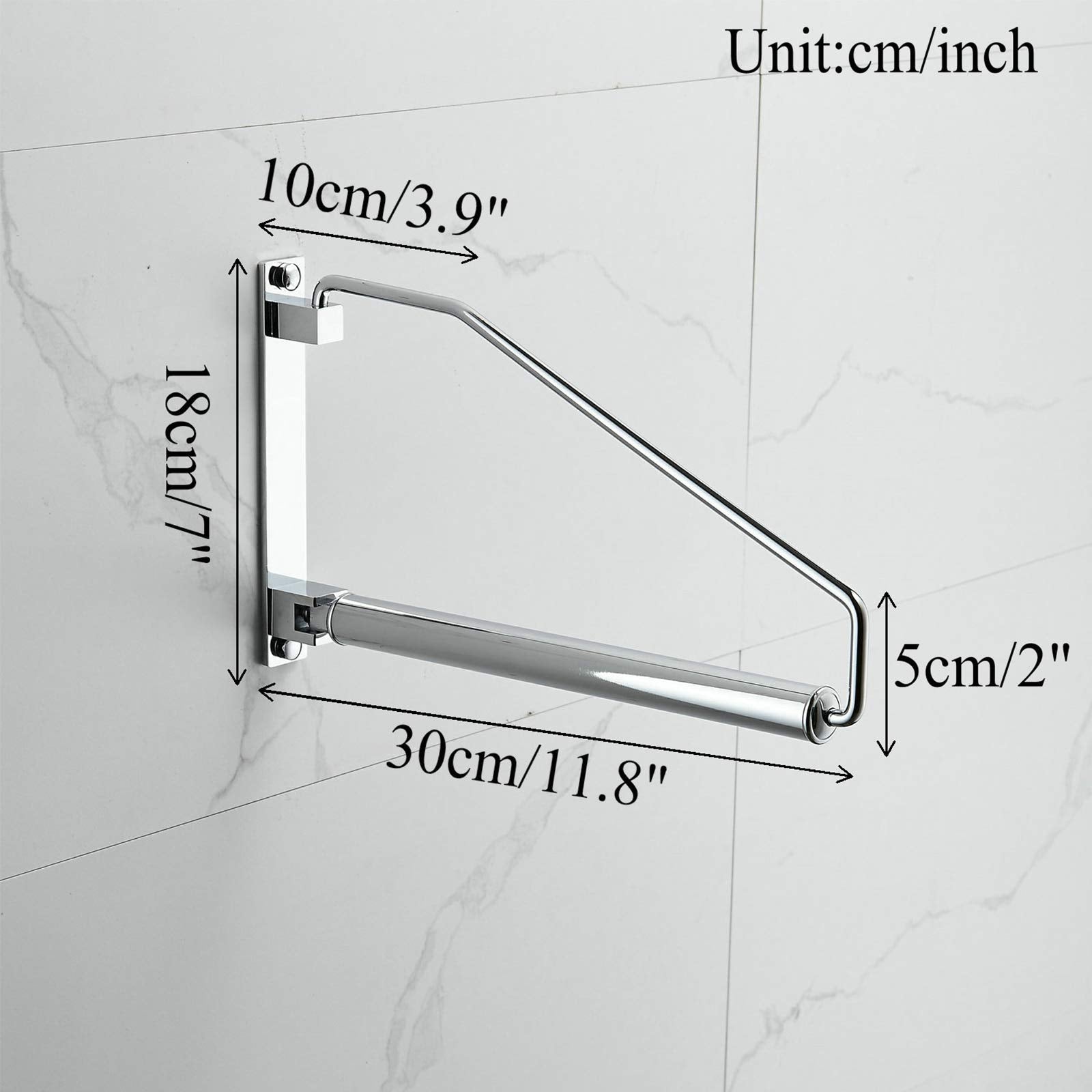 NEWRAIN Wall Mounted Clothes Hanger - Chrome Swing Arm Drying Rack, Space Saver, Triangle Design