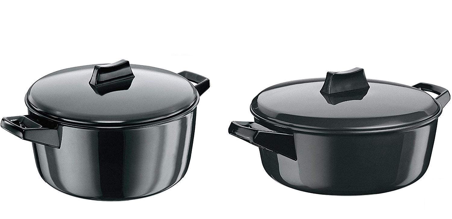 Hawkins Aluminium Futura Hard Anodised NonStick CookNServe Bowl, Set Of 2, Combo (2 Litre + 3 Litre Gas And Induction), Black