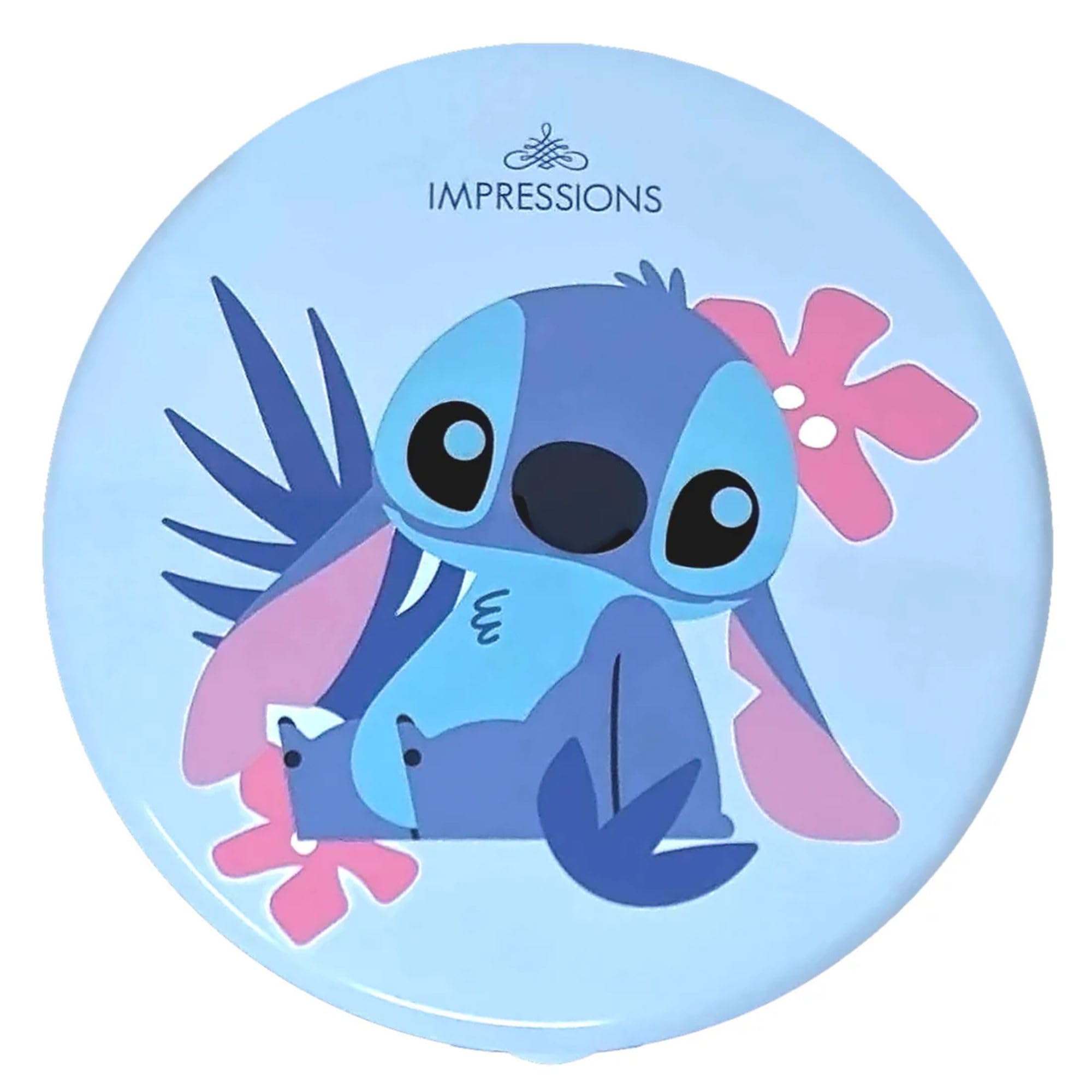 Impressions Vanity Disney Stitch Compact Mirror With Light, Double Sided Cute Travel Makeup Mirror With Magnification, Daylight