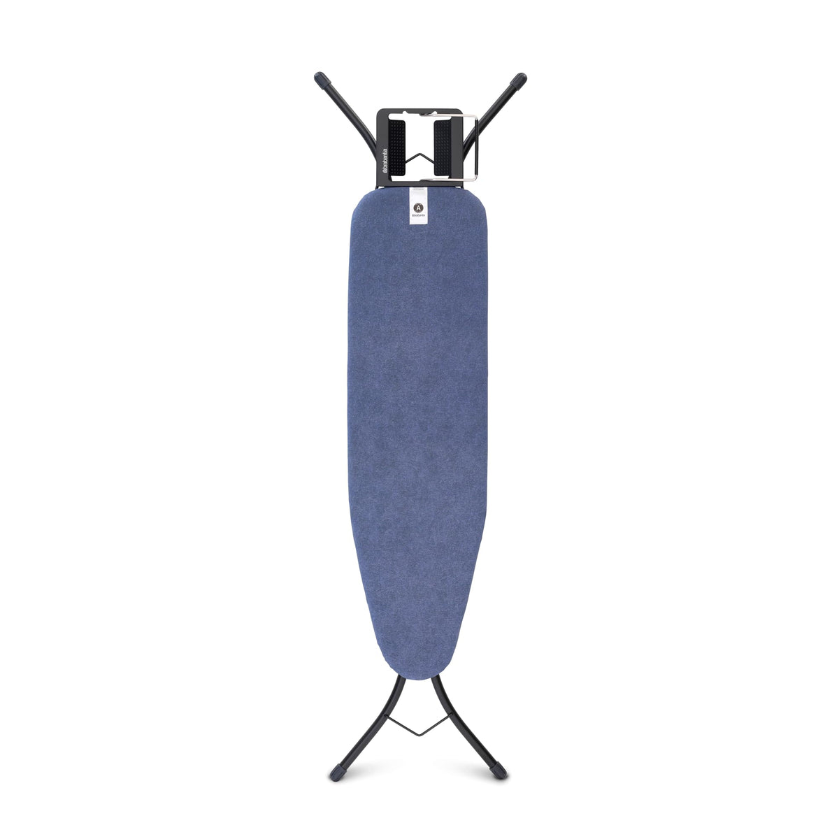 Brabantia Size A Compact Small Ironing Board (43X12 In) 7 Height Options, Adjustable Steam Iron Rest Holder (Denim Blue) Non-Sli