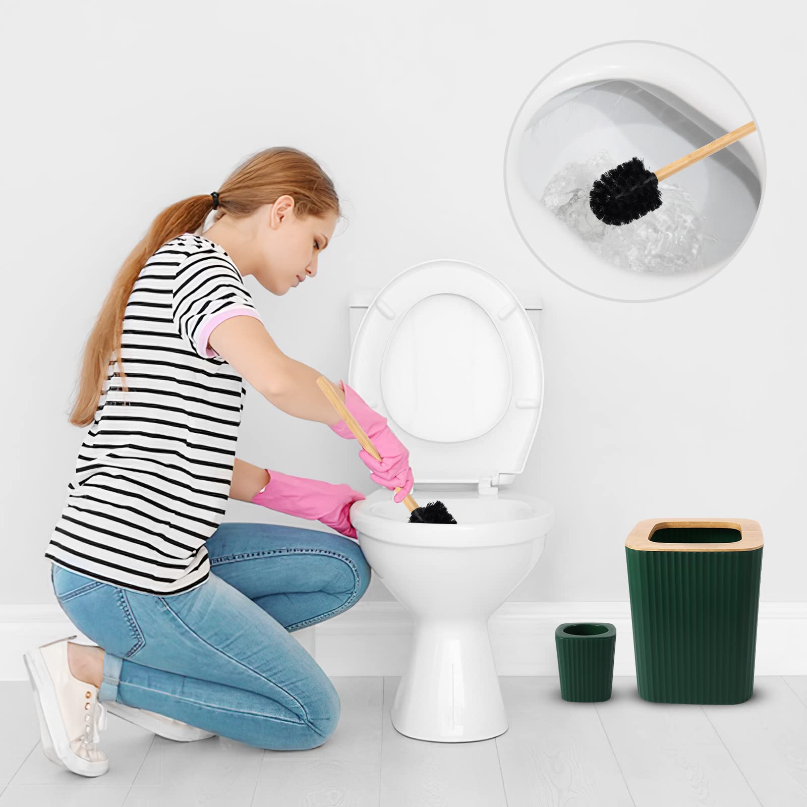 Bathroom Accessories Sets Complete, 9-Piece Dark Green Bathroom Accessories With Trash Can, Vanity Tray, Soap Dispenser, Soap Di