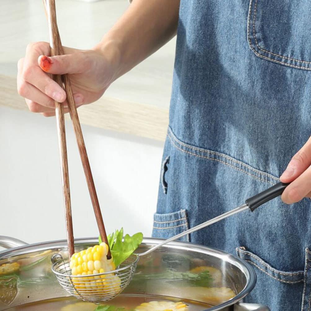 Hemoton 4Pcs Stainless Steel Spider Strainer Skimmer Spoon Hot Pot Strainer Scoop Pasta Noodle Dumpling Strainer Spoon For Kitch