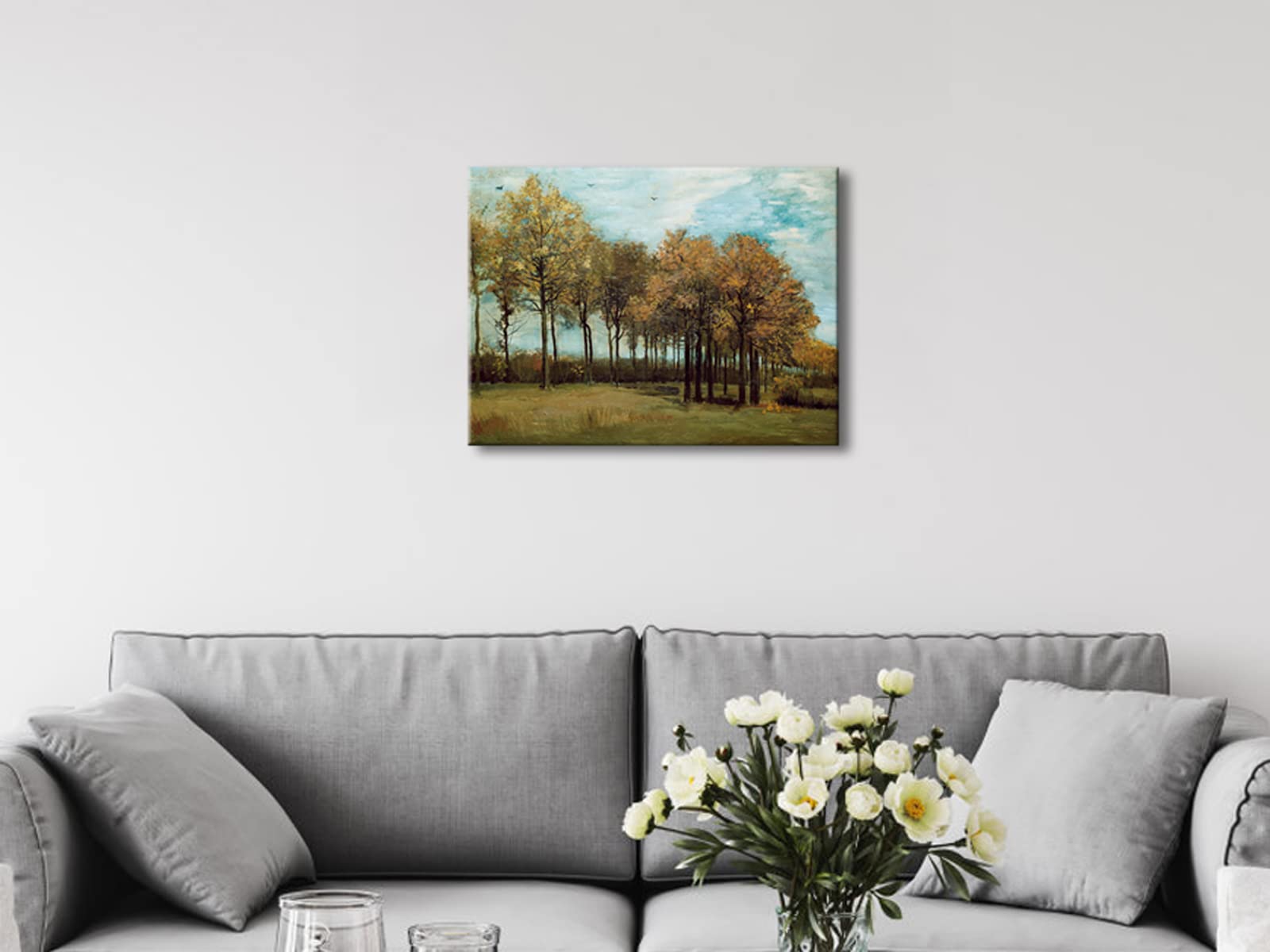 Wieco Art Autumn Landscape 1885 Canvas Prints of Vincent Van Gogh Art Famous Paintings Reproduction Tree Forest Pictures Artwork Wall Art for Home Decor and Wall Decorations