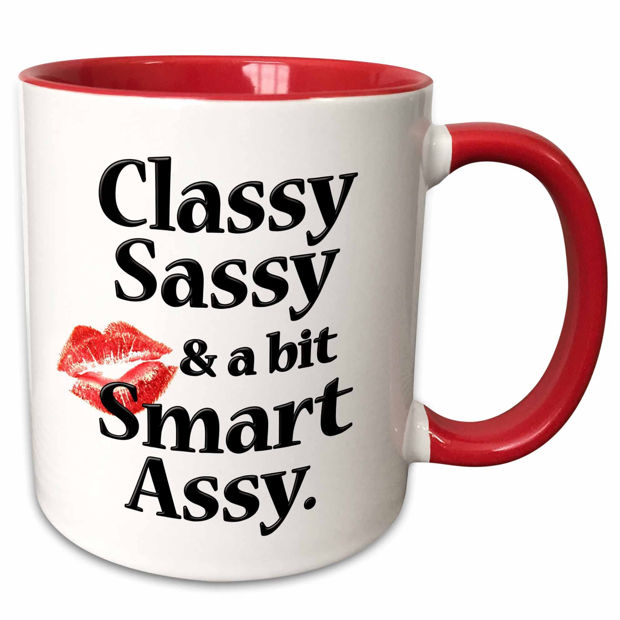 3dRose Classy Sassy And A Bit Smart Assy Two Tone Mug, 11 oz, Red