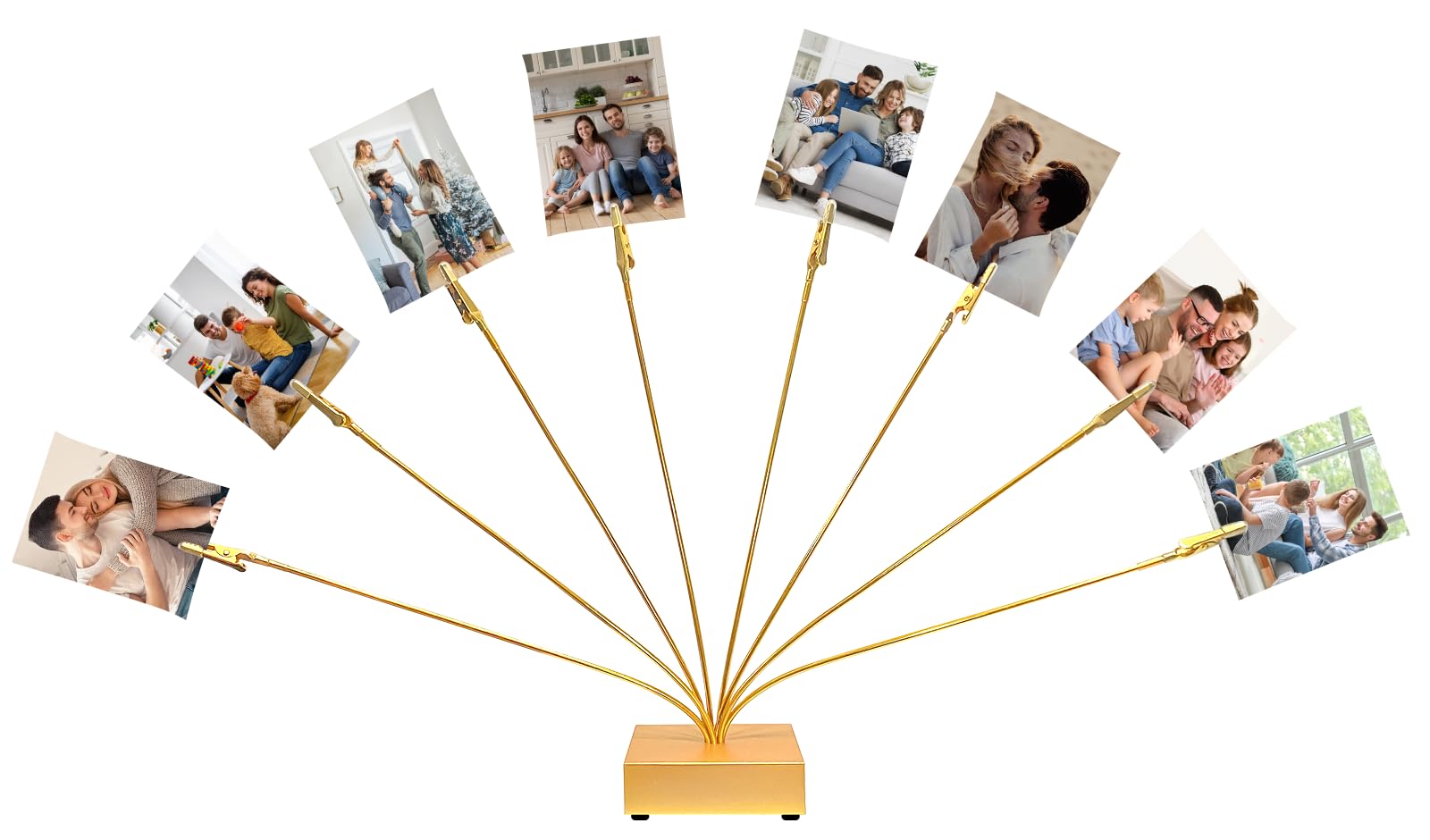 Gold Photo Tree Holder Clip Cube Base,8 - Branch Money Trees Gift Card Holder with Clips,Picture Holder Stand for Christmas Wedd
