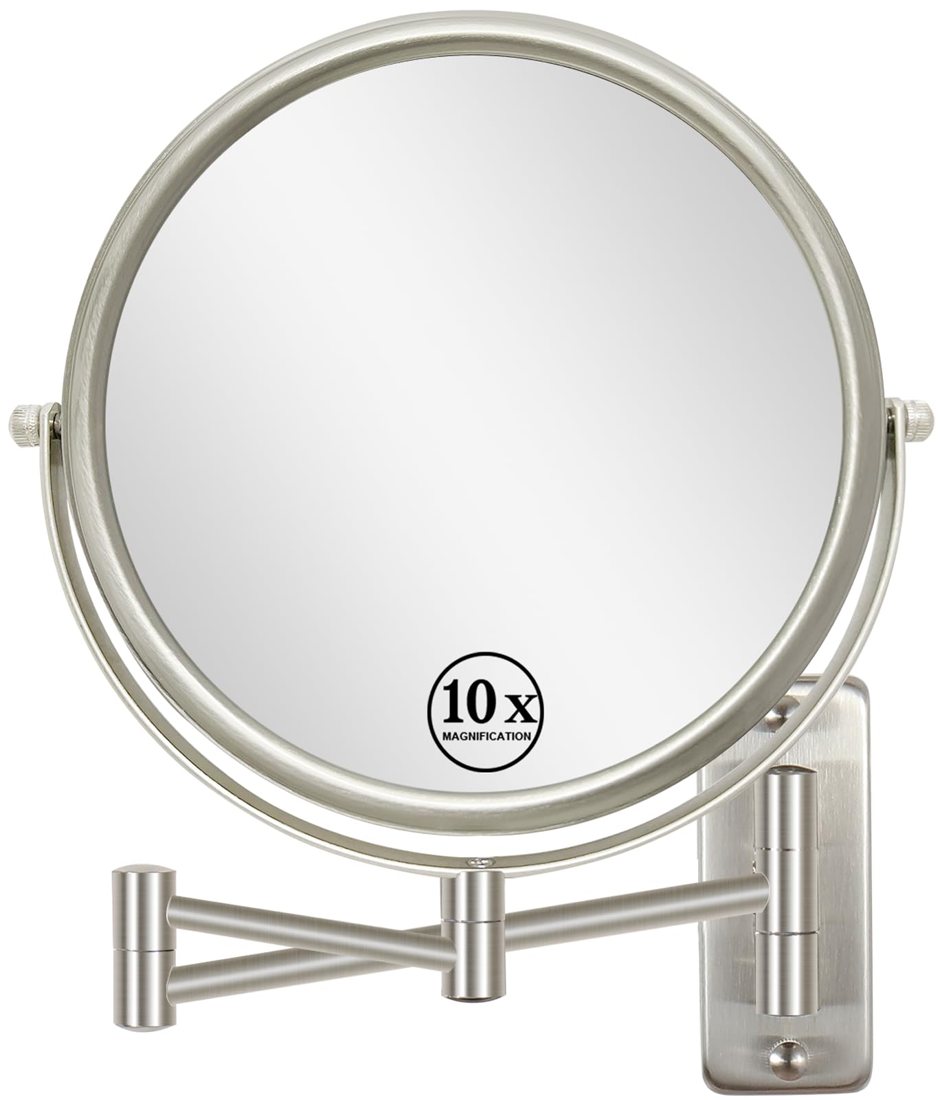Erlingeryi 8'' Wall Mounted Makeup Mirror 1X/ 10X Magnifying Mirror Double Sided Vanity Makeup Mirror For Bathroom Nickel Brush