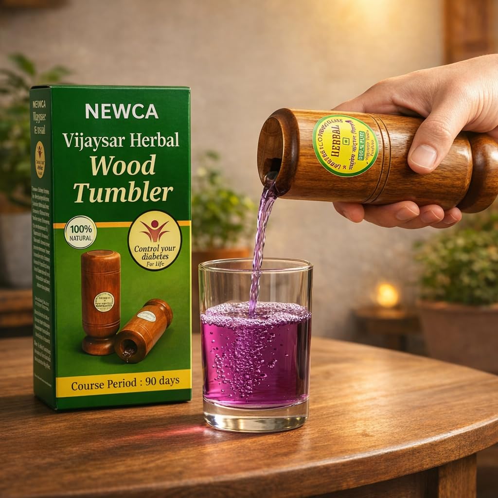 Vijaysar Wooden Tumbler Glass  Natural Herbal Wood Drinking Cup  Traditional Wooden Water Glass For Daily Wellness Routine  R