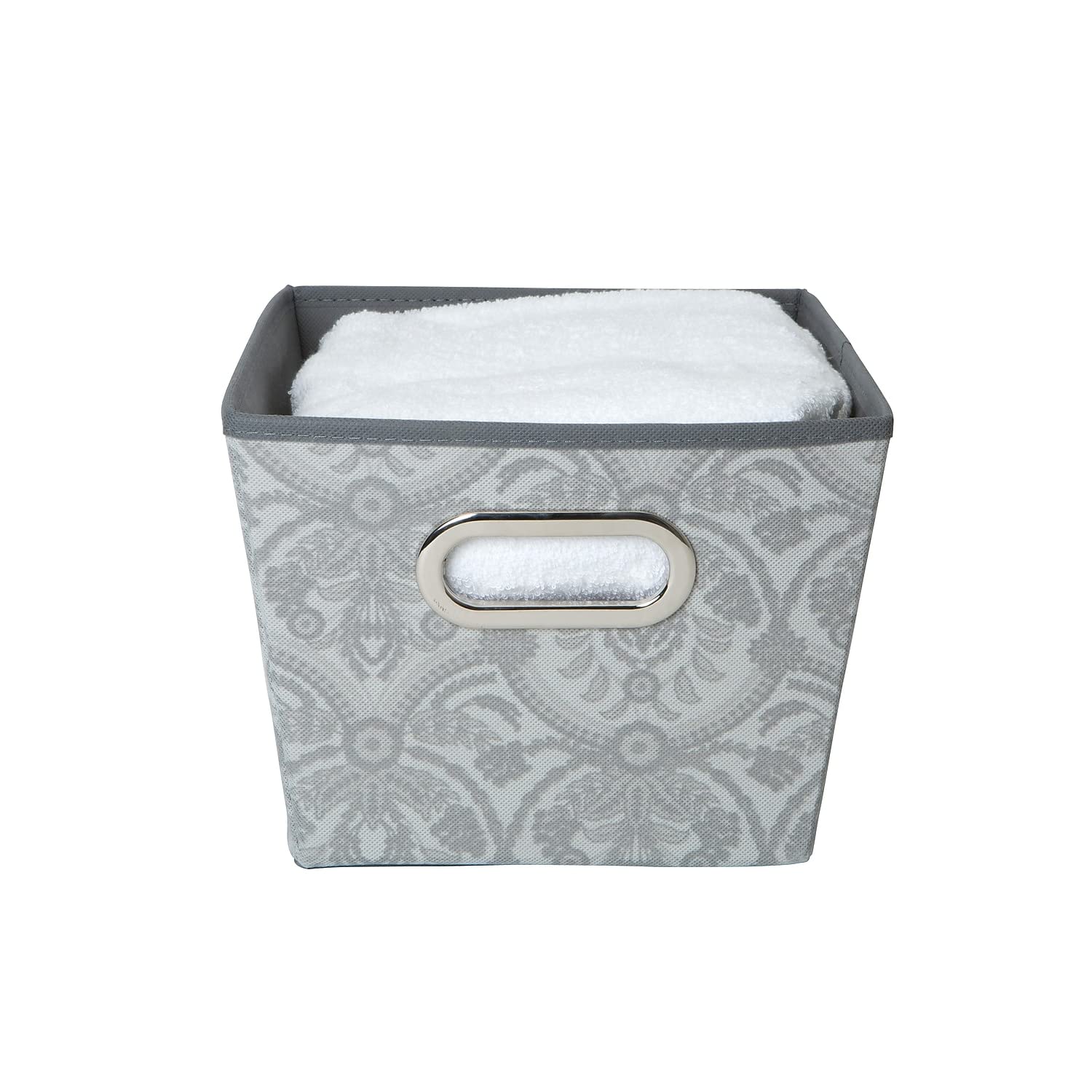 Laura Ashley Medium Grommet Bin Basket Almeida Closet Storage, Dove Grey