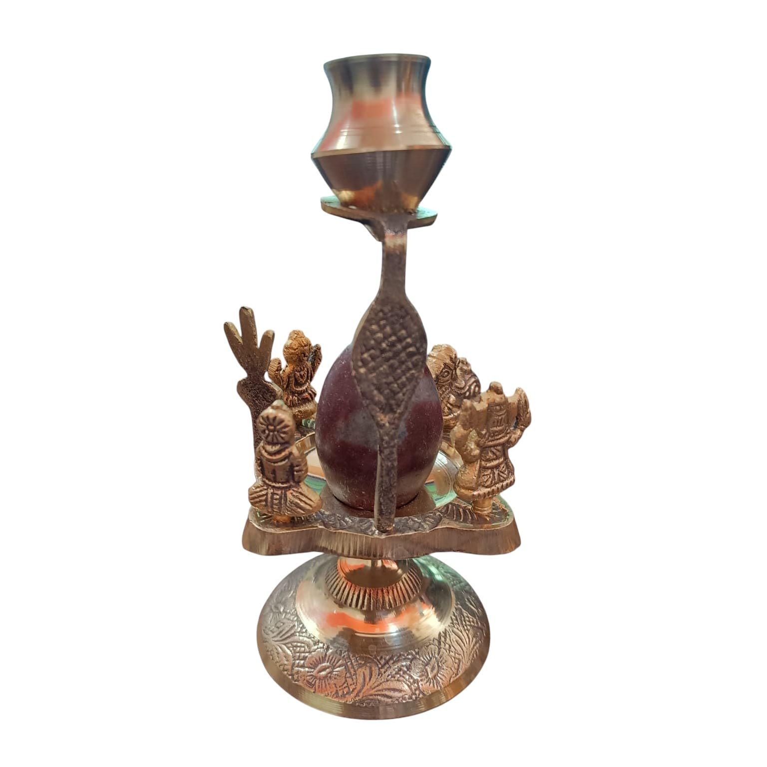 Ani Divine Heavy Brass Lord Shiv Parivar Narmadeshwar Shivlingam Idol With Ganesh, Kartik, Parvati & Nandi For Home Temple, Jala