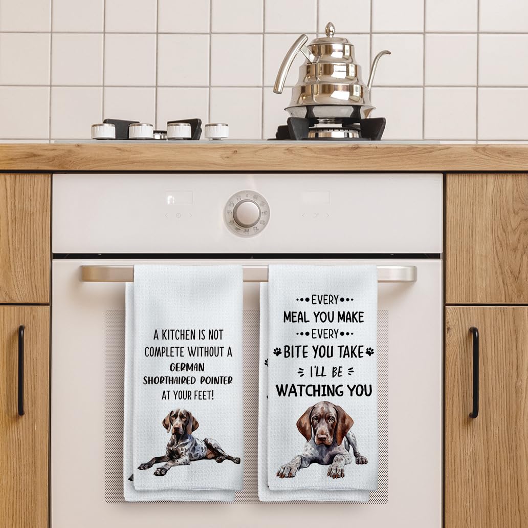Tzhim German Shorthaired Pointer Kitchen Towels Set Of 2, German Shorthaired Pointer Gifts Dishcloths Tea Towels Dish Towels, Do